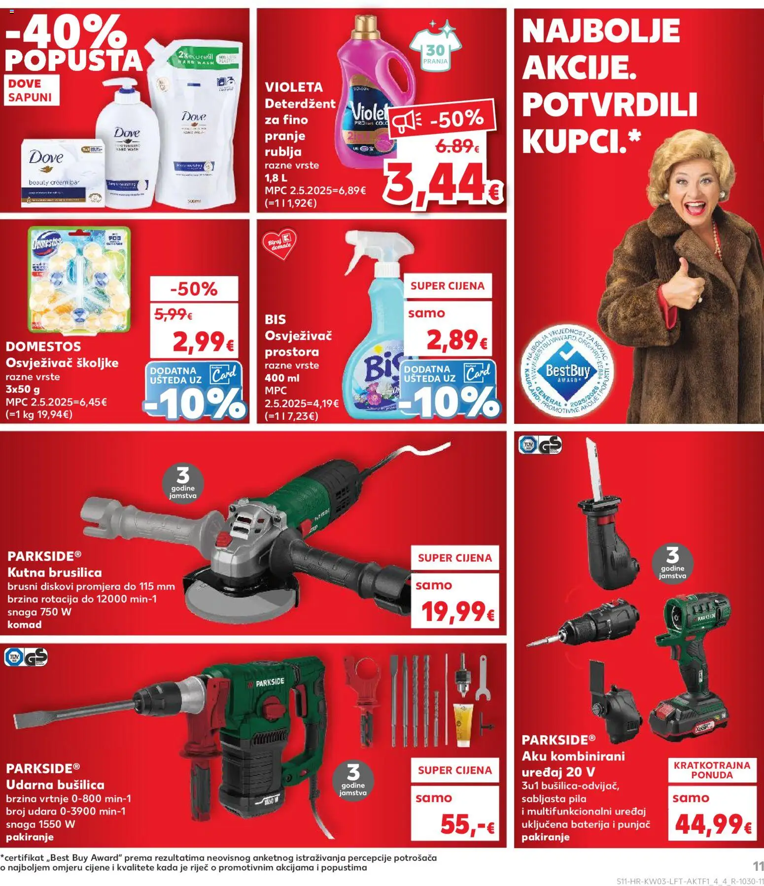 Kaufland katalog | vrijedi od 14.01.2026 | Stranica: 11 | Proizvodi: Kutna brusilica, Domestos, Violeta, Parkside