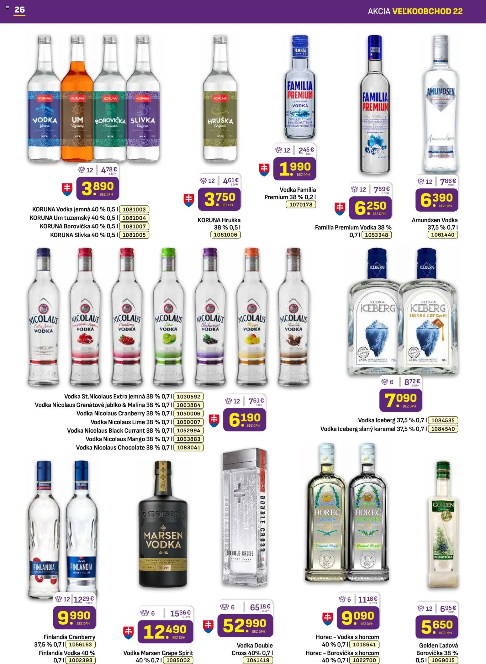 Nové Libex akcie – leták je platný od 03.11.2025 | Strana: 26 | Produkty: Vodka, Mango, Finlandia, Amundsen vodka