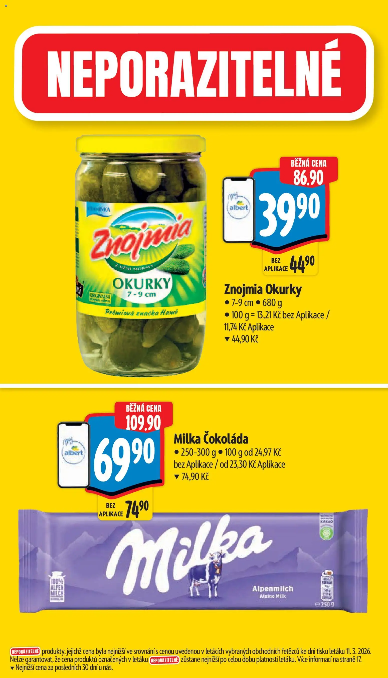 Albert leták - Supermarket od 18.03.2026 | Strana: 4 | Produkty: Čokoláda, Milka, Okurky, Okurky Znojmia