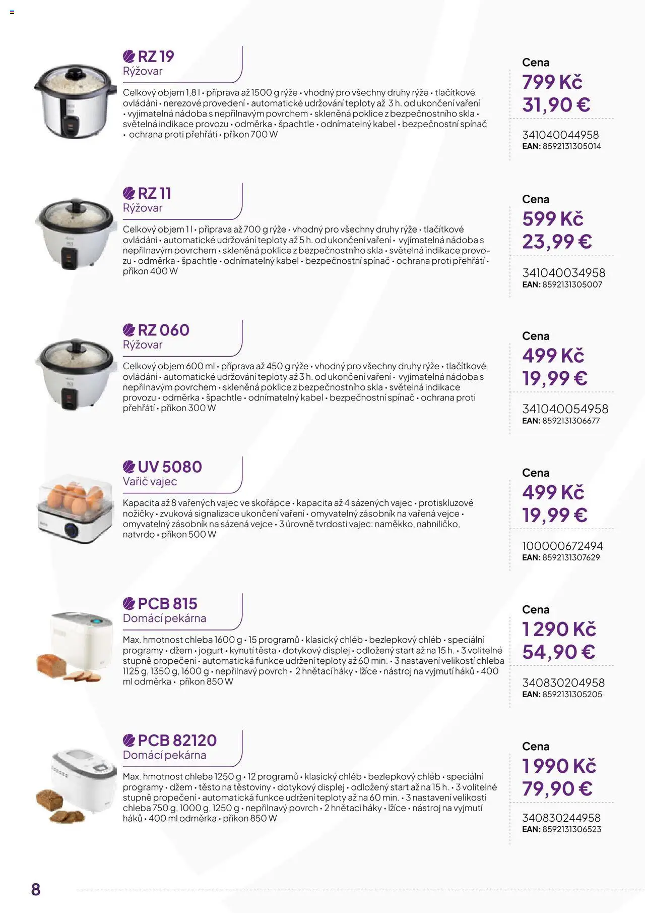 Expert elektro katalog - ECG - Malé domácí spotřebiče od 01.10.2024 | Strana: 8 | Produkty: Špachtle, Džem, Rýže, Pekárna