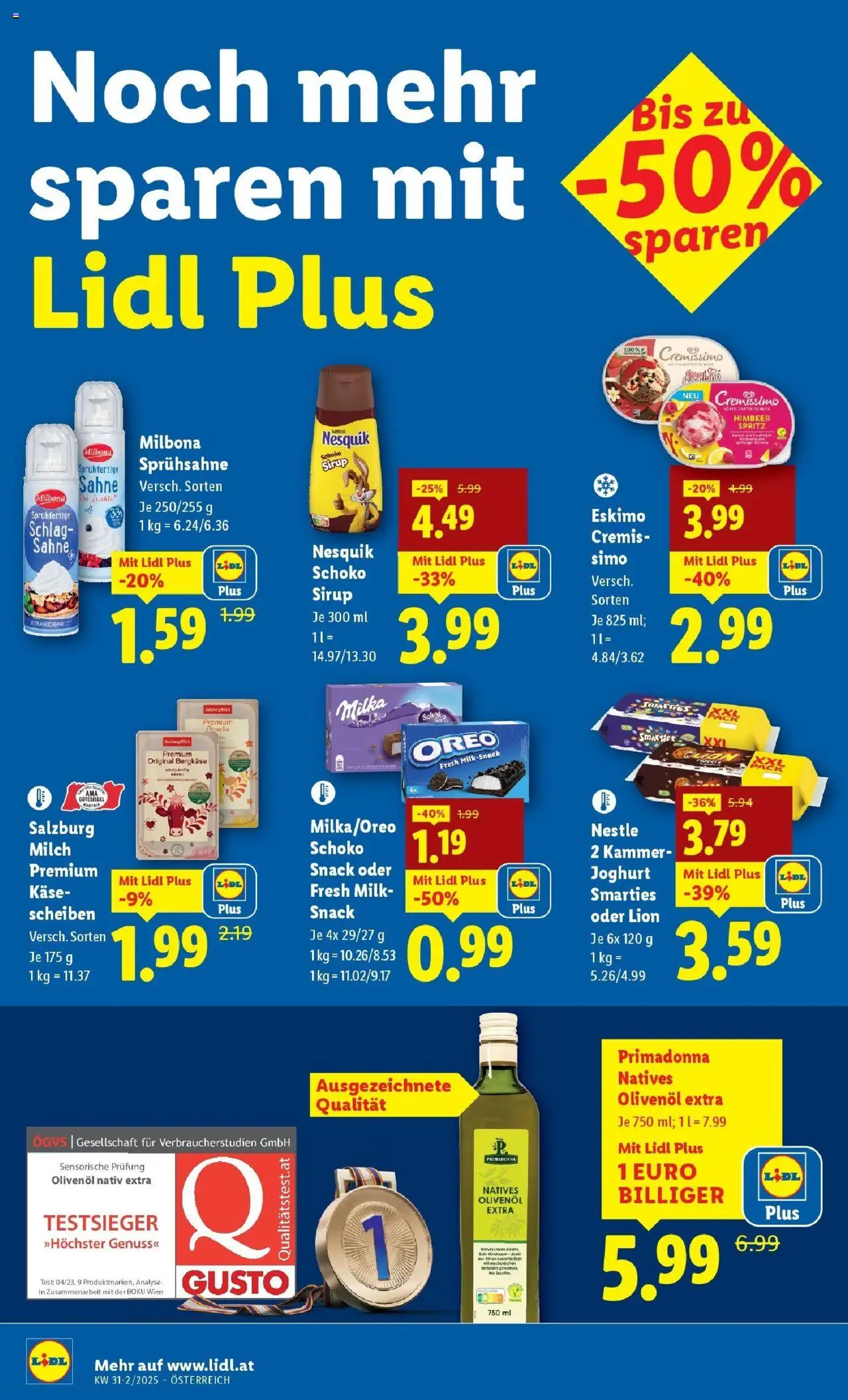 Lidl Flugblatt - Salzburg, Dornbirn, Jenbach gültig ab 31.07.2025 | Seite: 12 | Produkte: Sahne, Milch, Käse, Joghurt