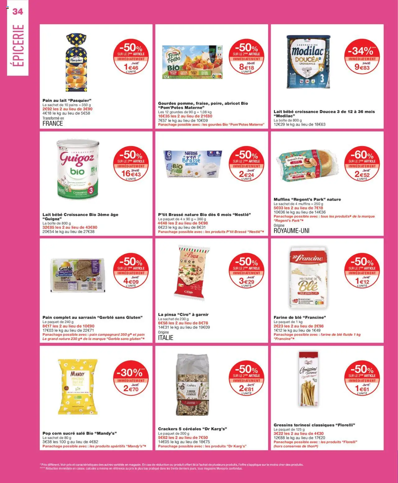 {H1} | Page: 34 | Produits: Sucre, Crackers, Lait, Céréales