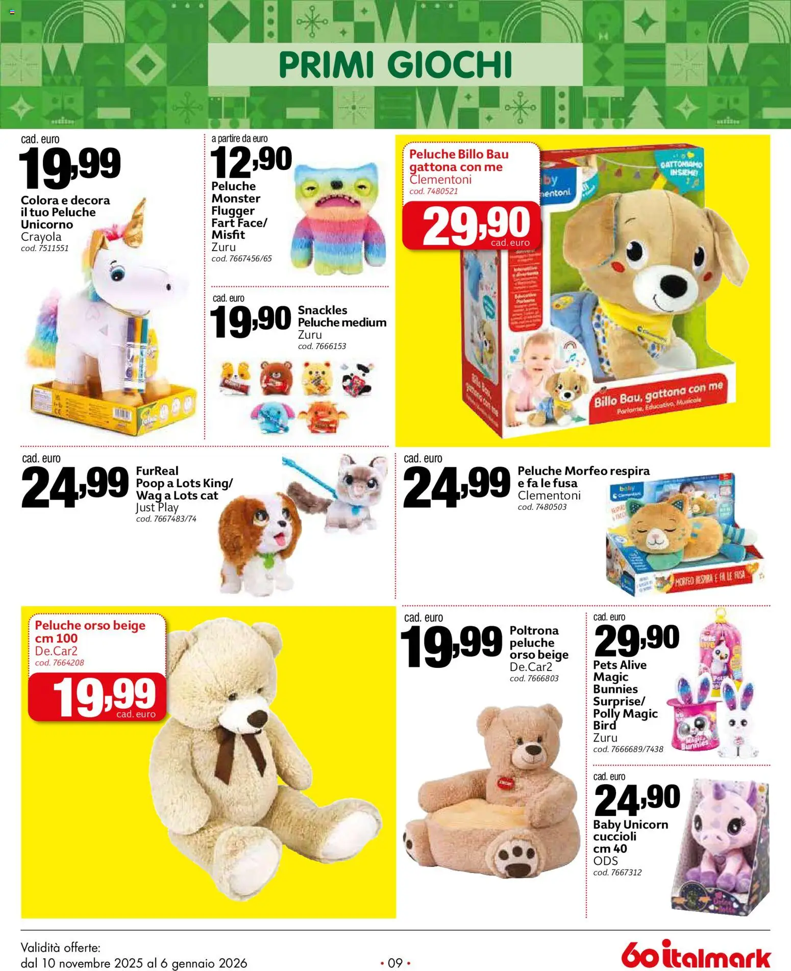 Volantino Italmark del 10.11.2025 | Pagina: 9 | Prodotti: Peluche, Poltrona