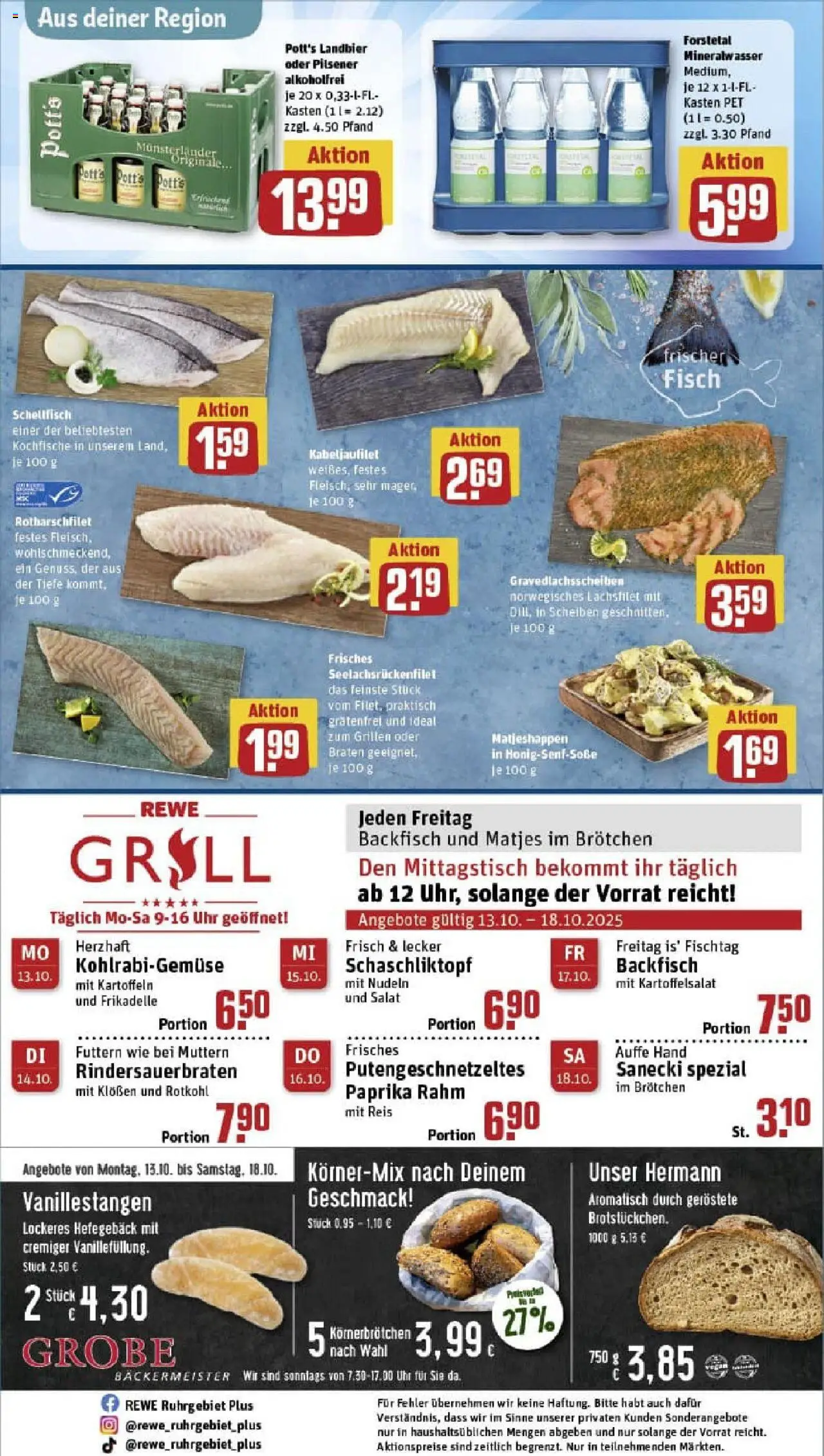 Rewe prospekt Dortmund	 – gültig ab 13.10.2025 | Seite: 27 | Produkte: Mineralwasser, Fisch, Paprika, Nudeln