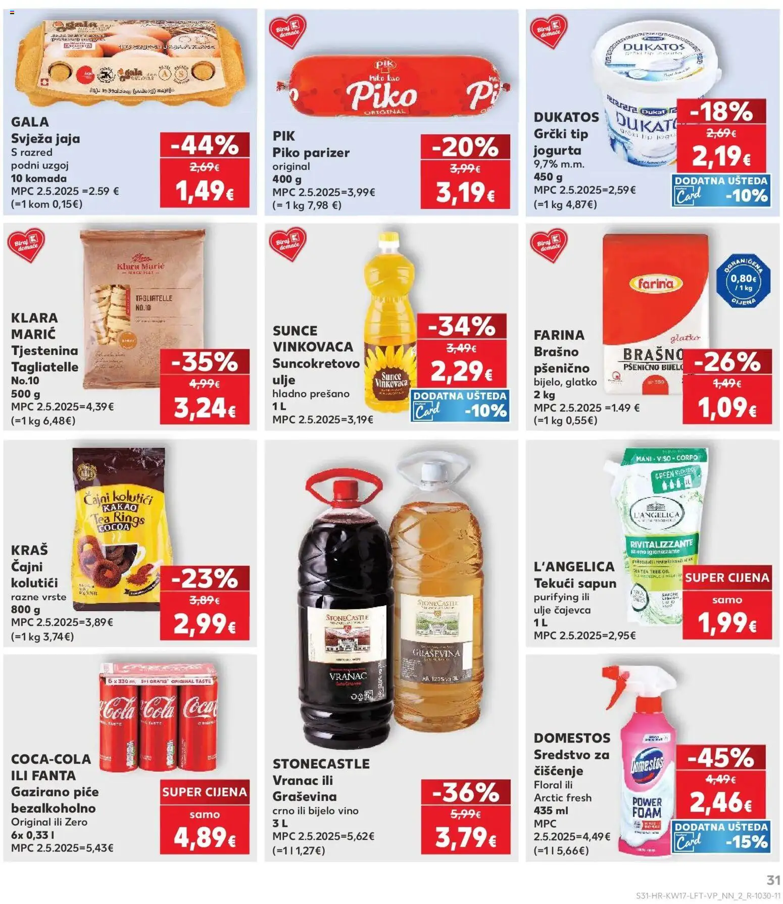 Kaufland katalog | vrijedi od 22.04.2026 | Stranica: 31 | Proizvodi: Čajni kolutići, Suncokretovo ulje, Jaja, Kakao