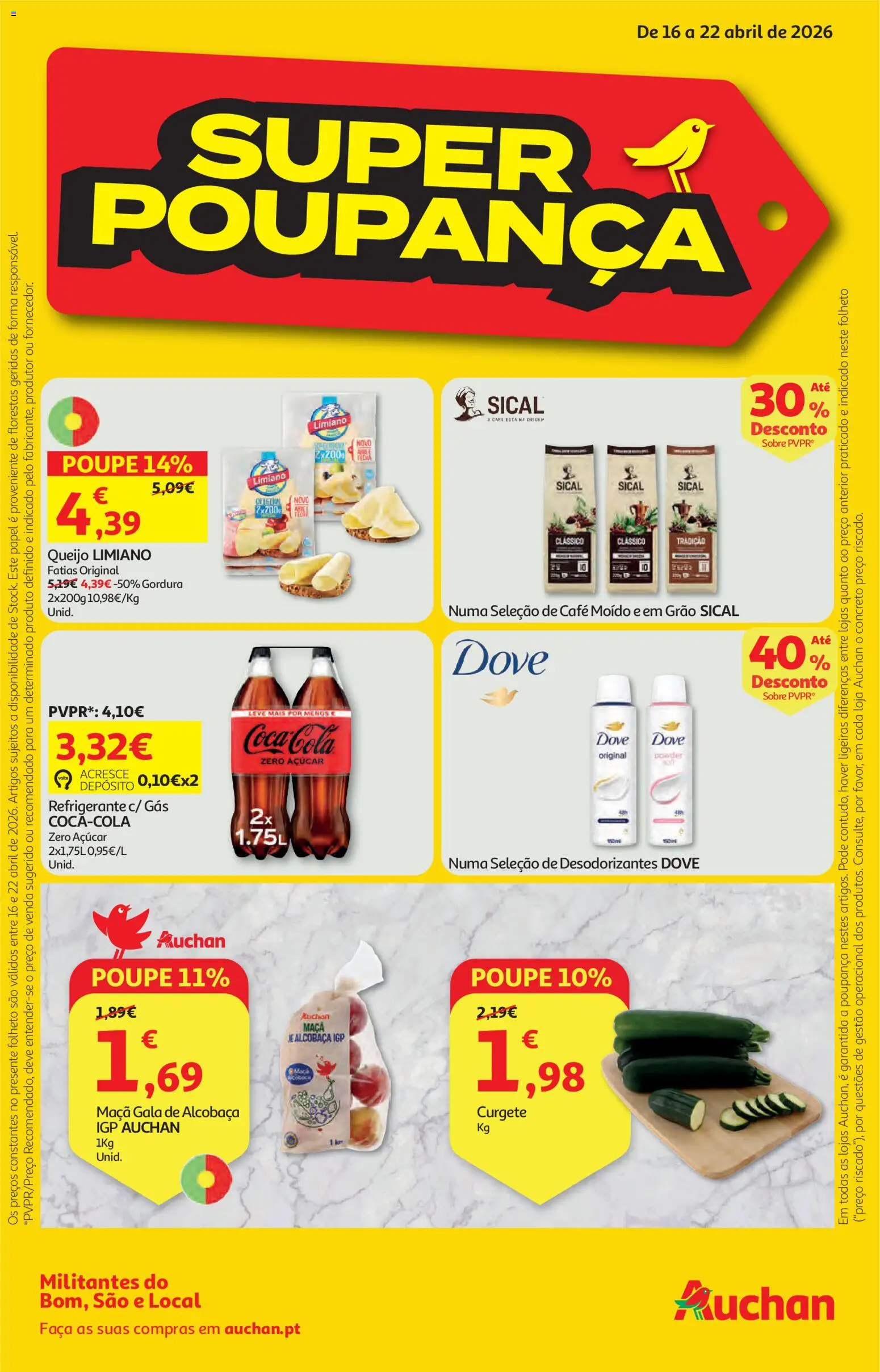 Auchan folheto │ válido de 16.04.2026 | Página: 1 | Produtos: Refrigerante, Curgete, Café, Maça