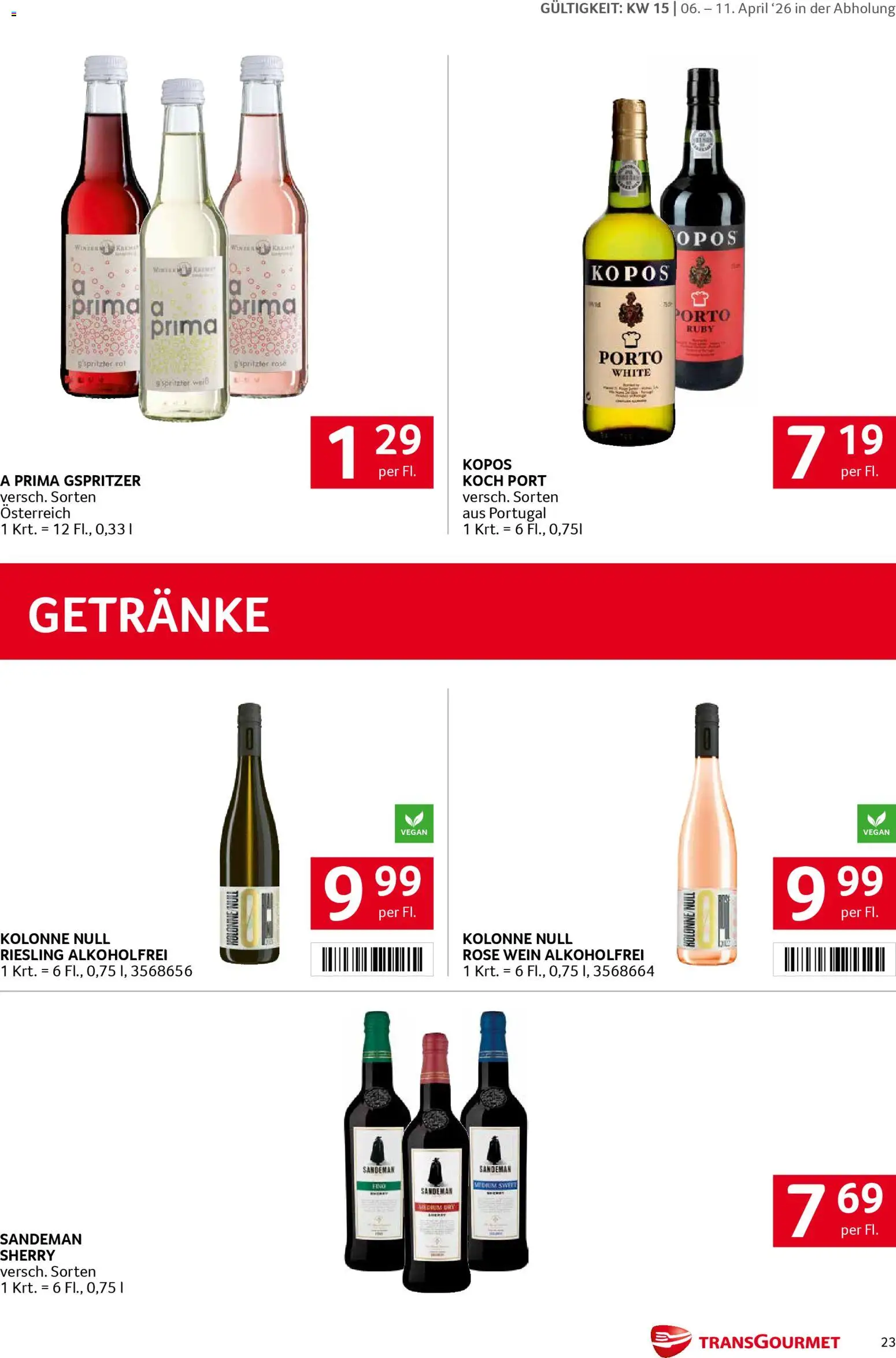 Transgourmet Zustellaktion gültig ab 06.04.2026 | Seite: 23 | Produkte: Wein
