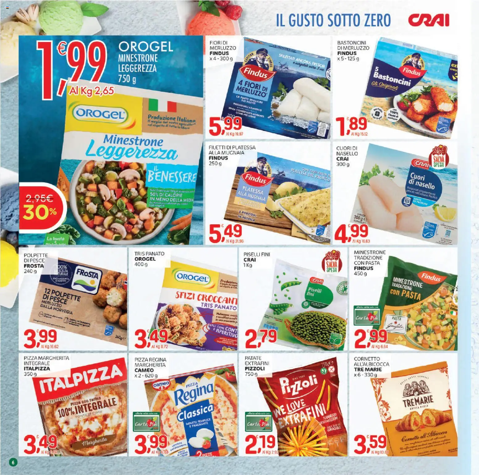 Volantino CRAI del 02.01.2026 | Pagina: 6 | Prodotti: Minestrone, Pesce, Cornetto, Farina