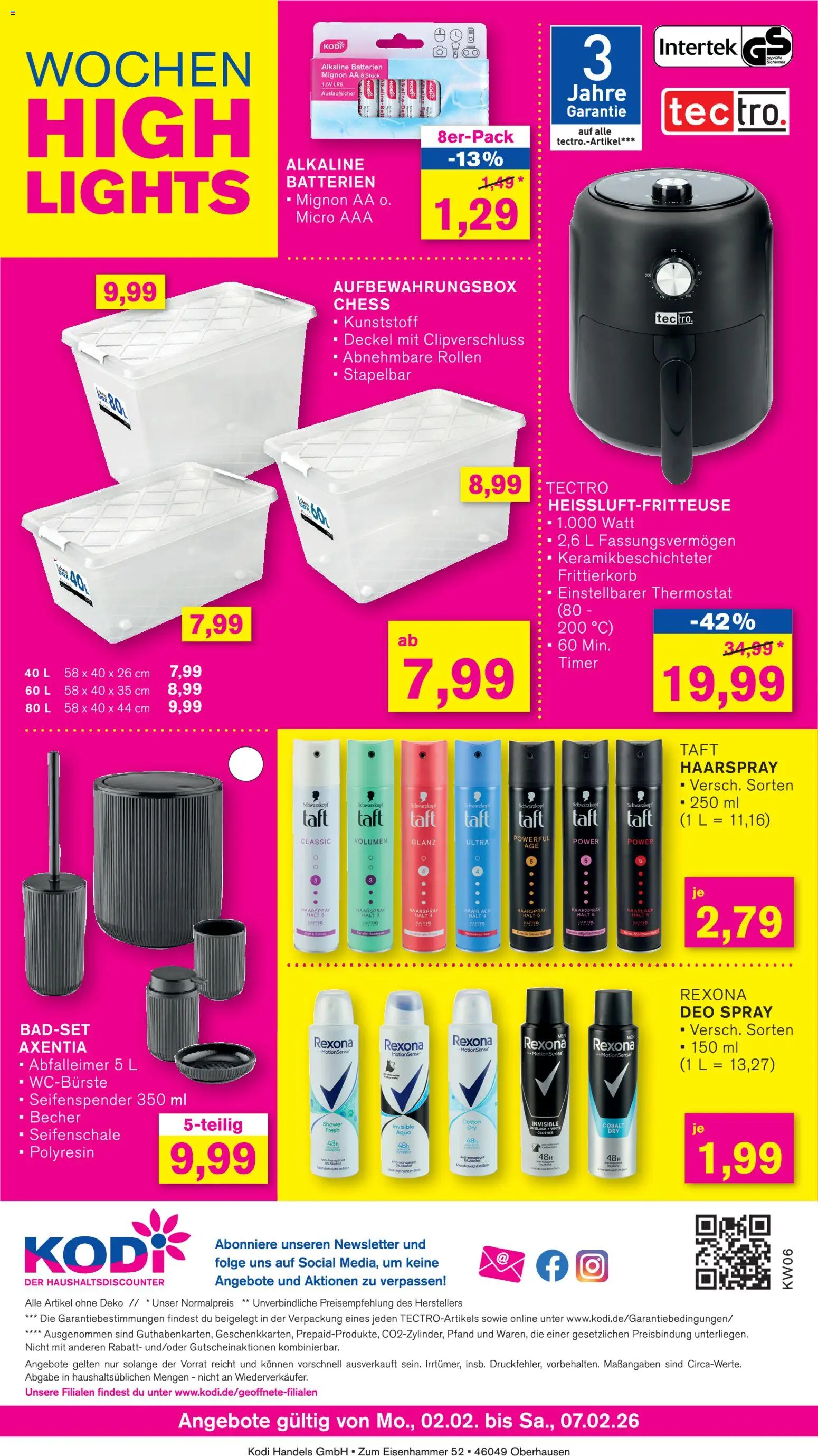 KODi Prospekt 	 – gültig ab 02.02.2026 | Seite: 12 | Produkte: Batterien, Seifenspender, Abfalleimer, Heißluftfritteuse