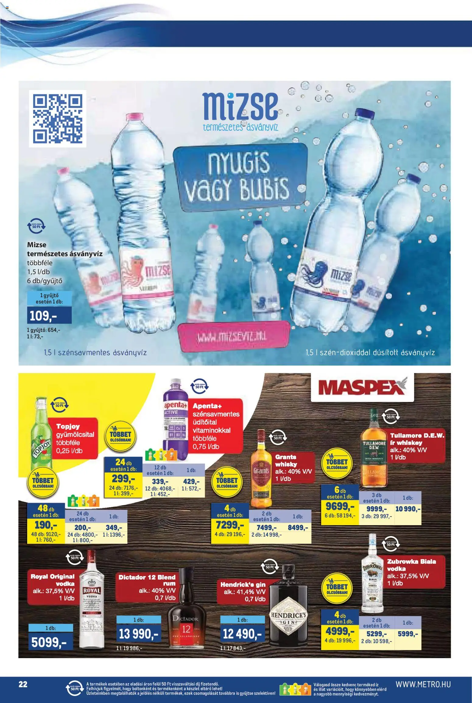 Metro akciós ujság - amely érvényes a következő dátumtól: 02.05.2026 | Oldal: 22 | Termékek: Ásványvíz, Gin, Whisky, Só