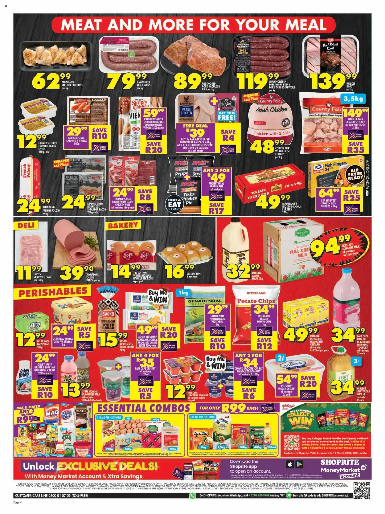 New Shoprite catalogue – valid from 05.01.2026 | Page: 4 | Products: Boerewors, Ribs, Noodles, Fruit
