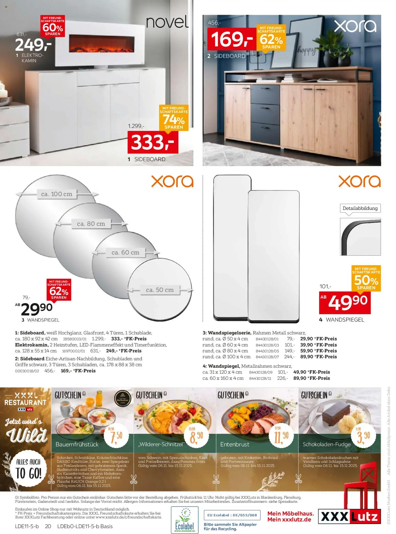 XXXL Lutz Nr. 1 beim Preis – gültig ab 02.11.2025 | Seite: 32 | Produkte: Kamin, Käse, Wandspiegel, Pommes frites