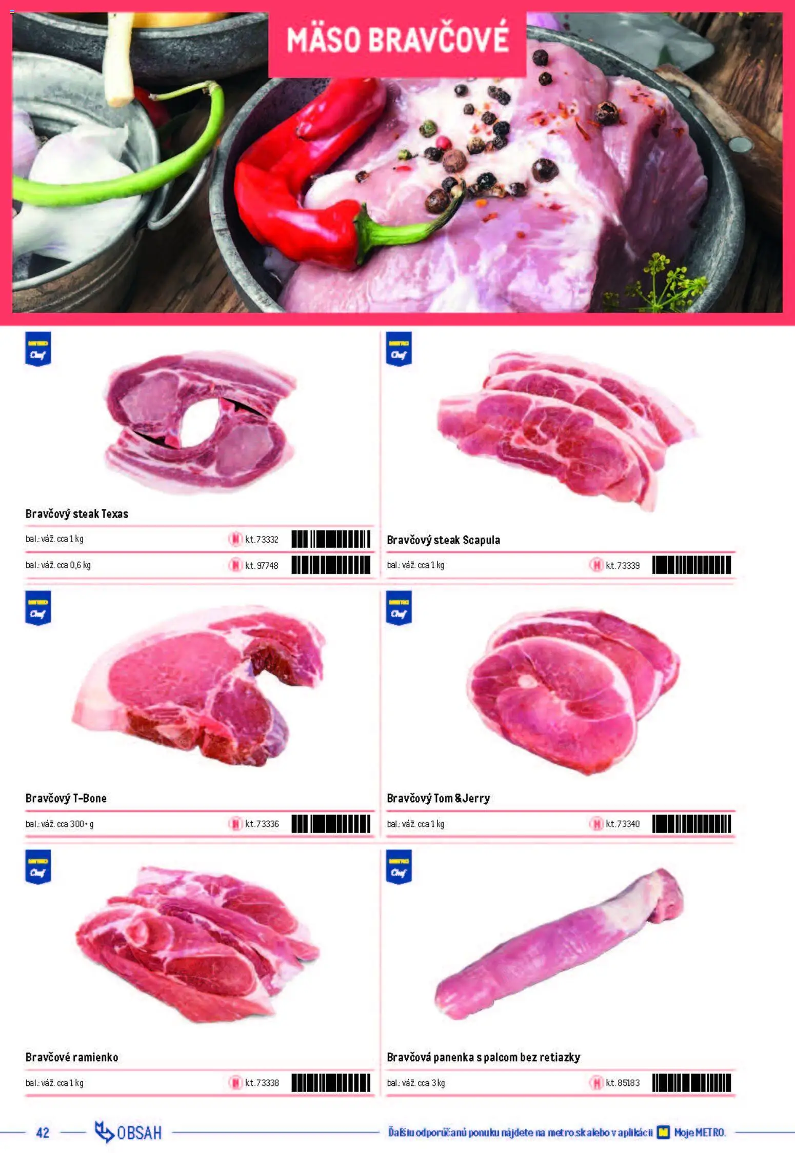 Nové Metro akcie – leták je platný od 05.12.2025 | Strana: 42 | Produkty: Bravčová panenka, Steak