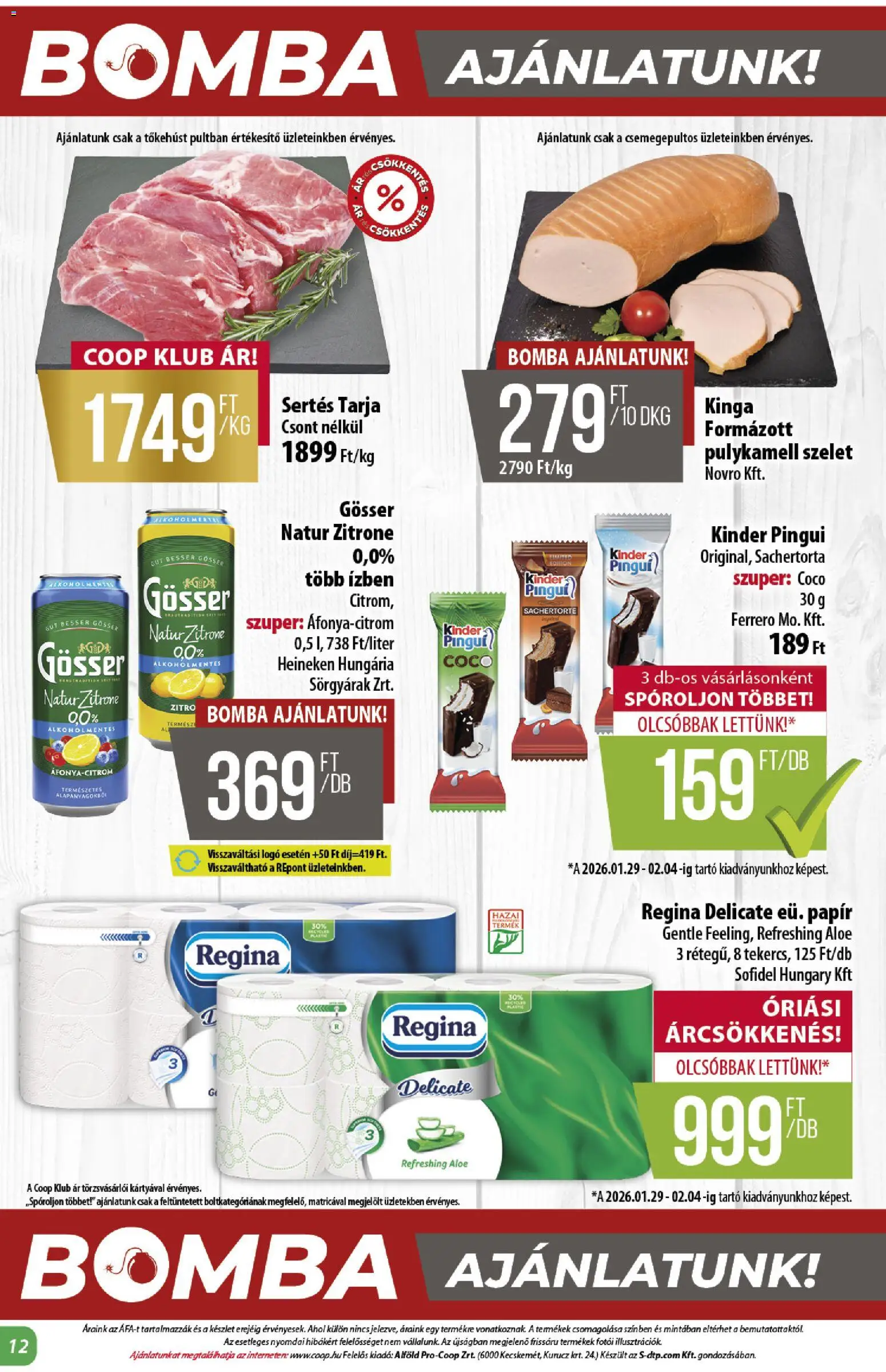 COOP akciós ujság - amely érvényes a következő dátumtól: 23.04.2026 | Oldal: 12 | Termékek: Heineken, Tarja, Gösser