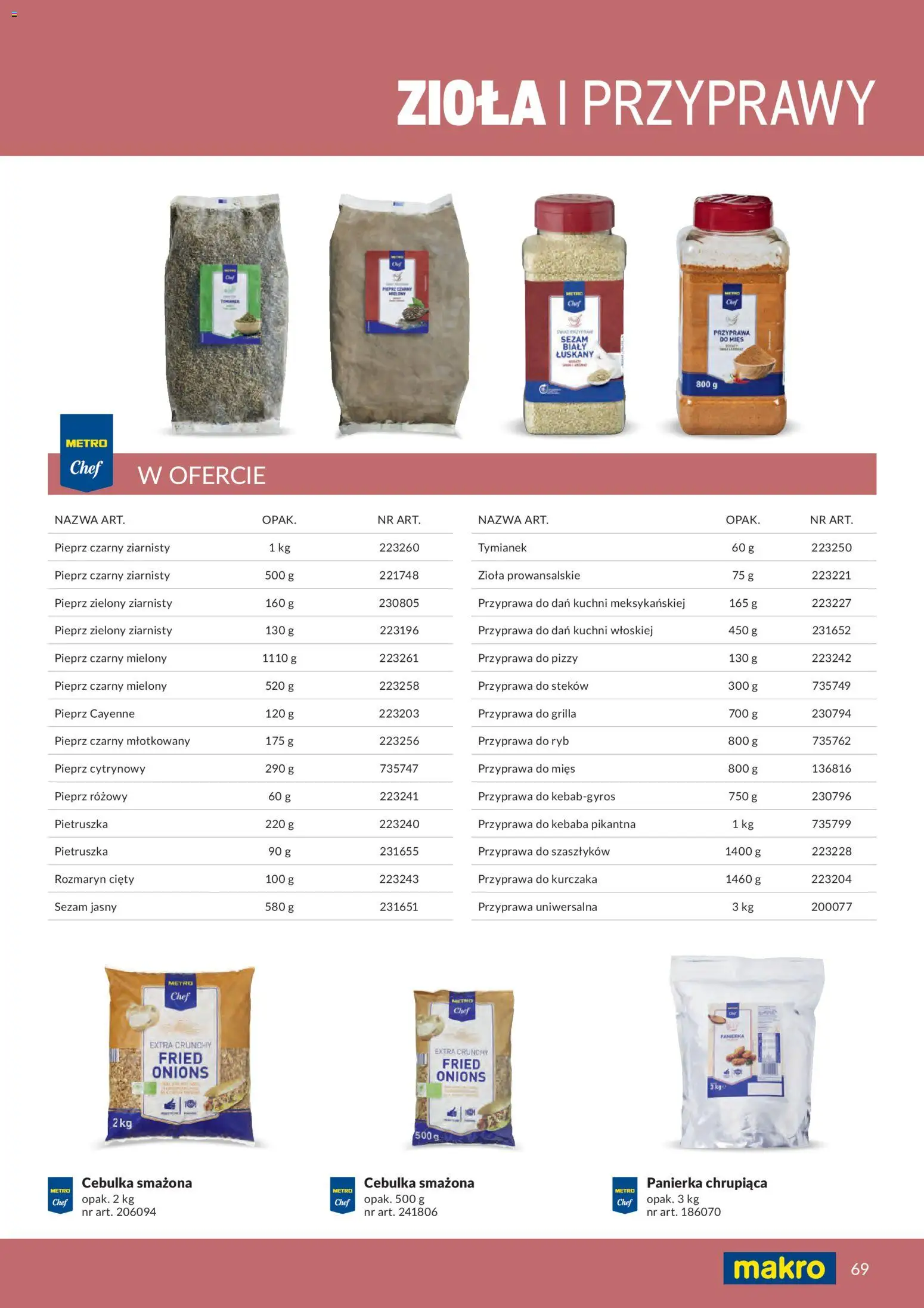 Makro gazetka - Produktów marek własnych dla profesjonalnej Gastronomii od 01.03.2026 | Strona: 69 | Produkty: Zioła prowansalskie, Tymianek, Sezam, Pieprz