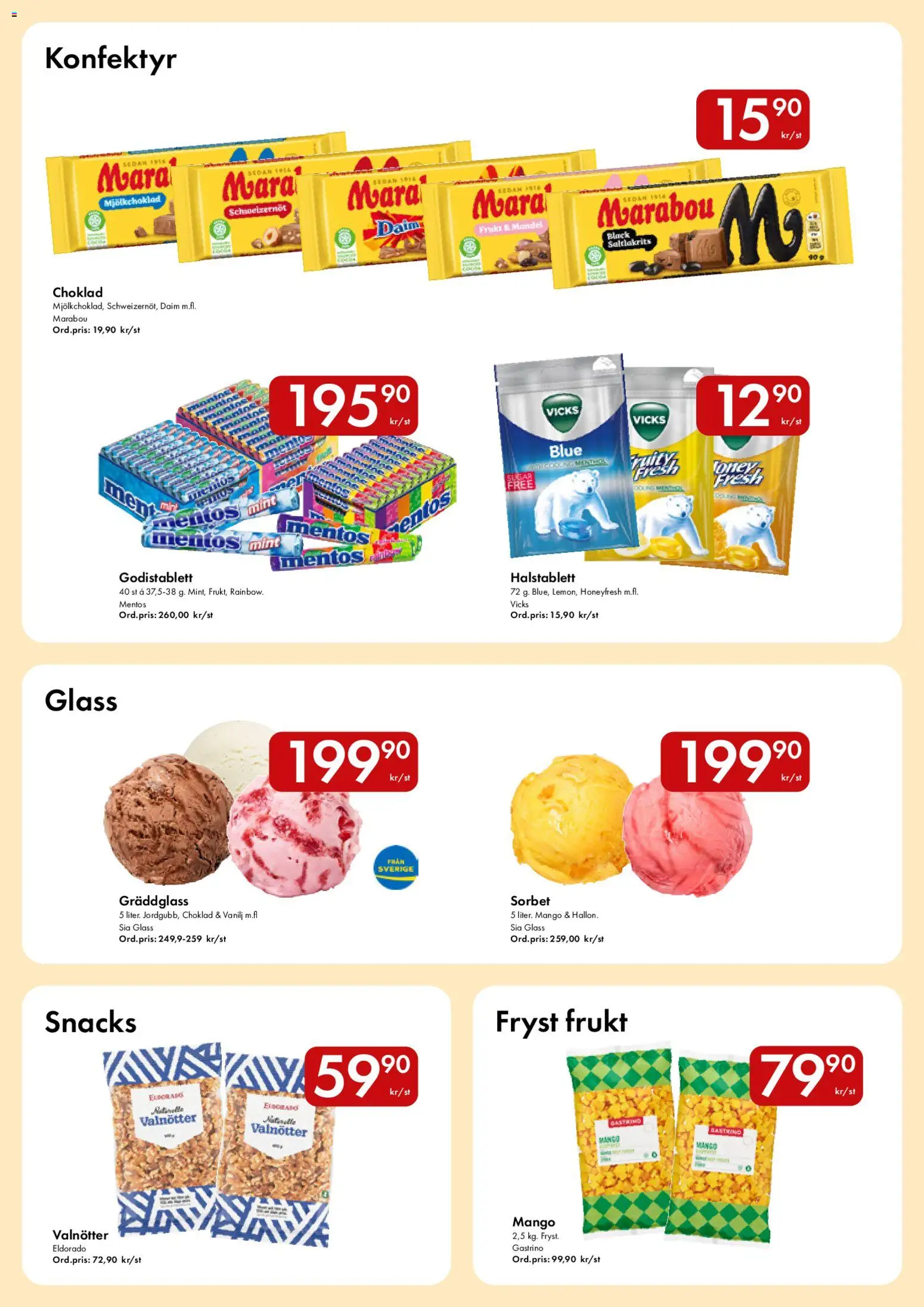 Snabbgross reklamblad aktuell från 18.02.2026 | Sida: 14 | Produkter: Choklad, Glass, Mango