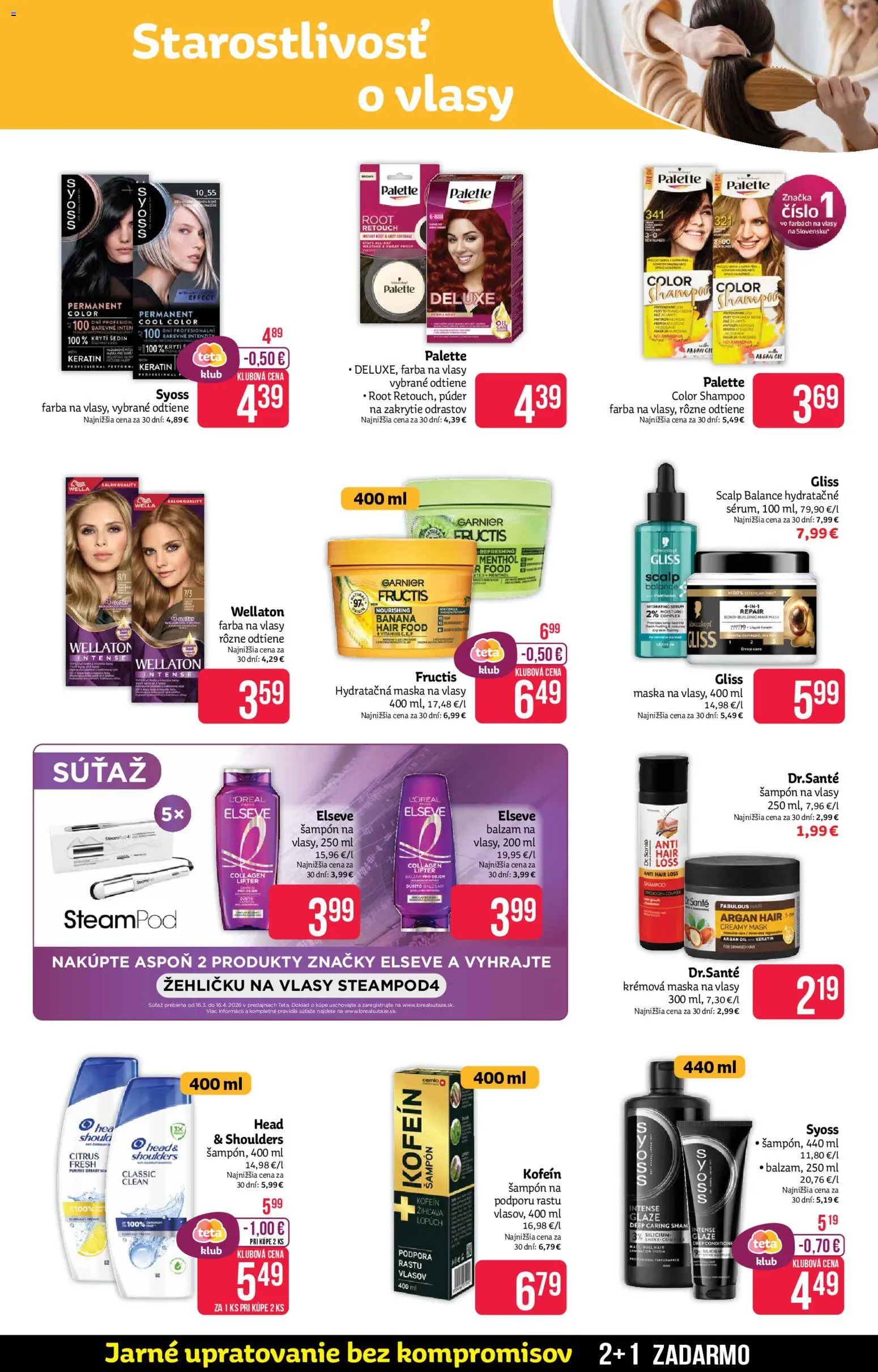 Nové Teta drogerie akcie – leták je platný od 30.03.2026 | Strana: 7 | Produkty: Púder, Šampón, Maska na vlasy, Farba na vlasy