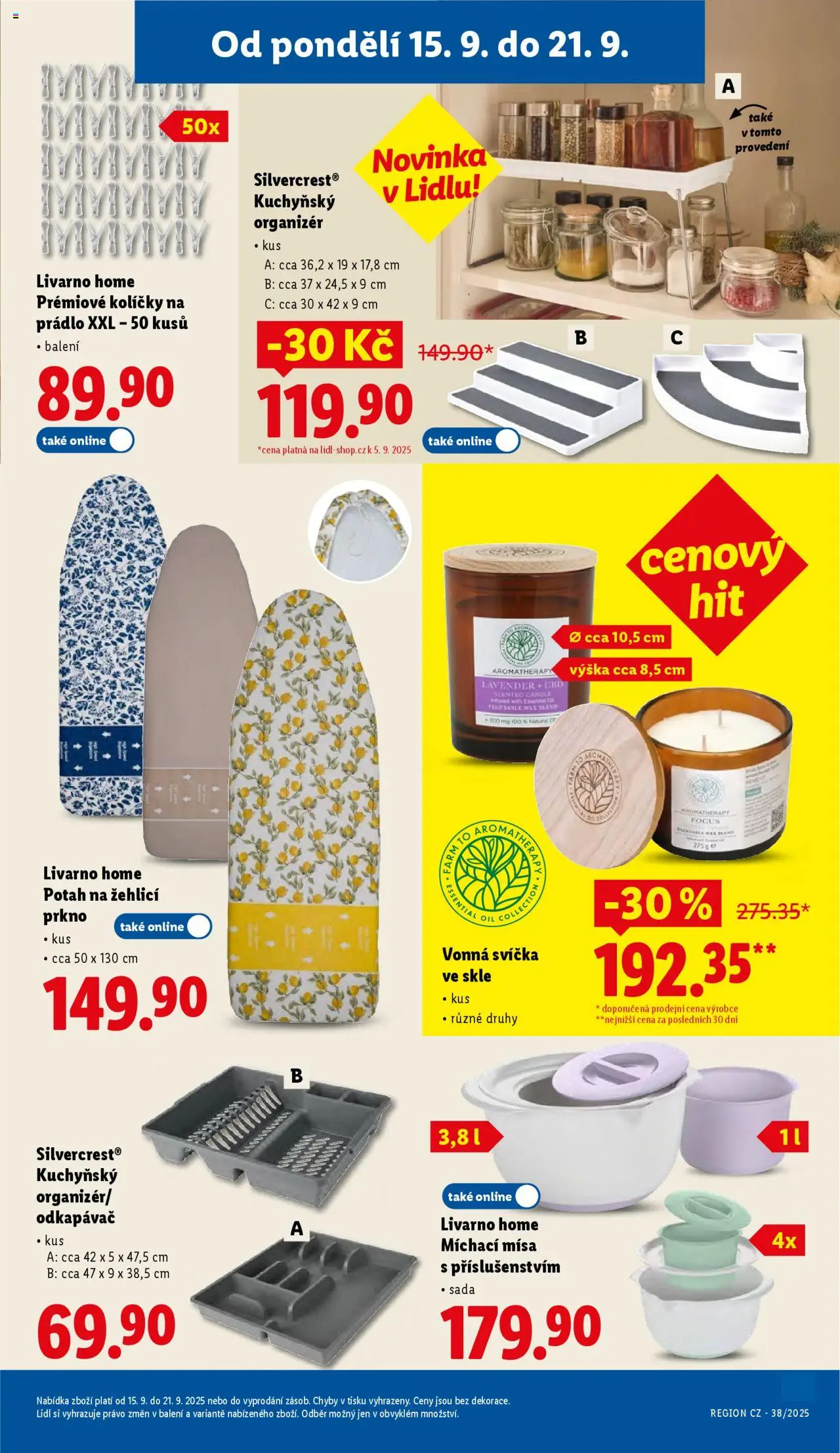 Lidl leták od 15.09.2025 | Strana: 41 | Produkty: Žehlicí prkno, Kolíčky, Svíčka, Odkapávač