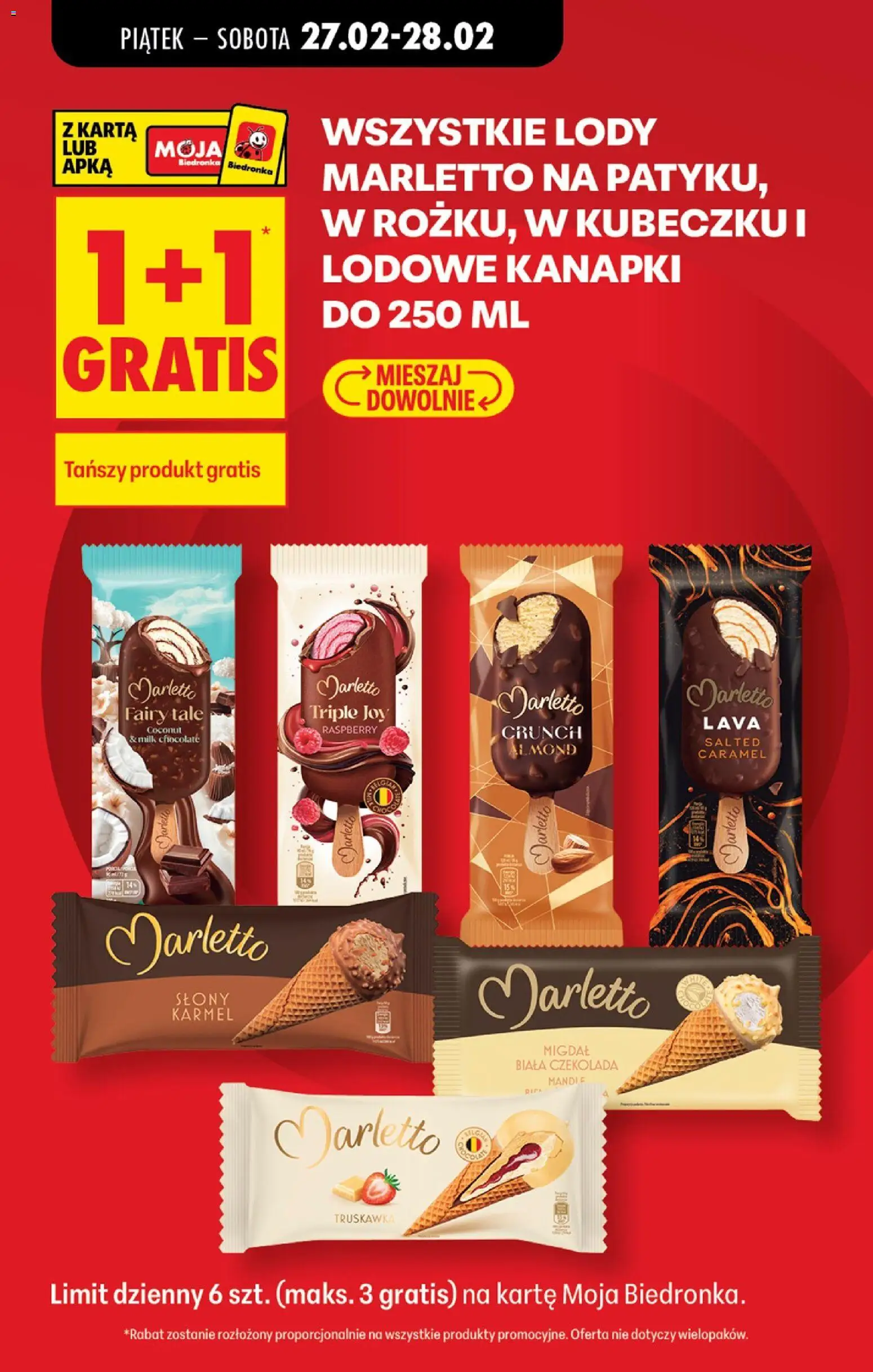 Biedronka gazetka tani weekend od 27.02.2026 | Strona: 11 | Produkty: Karta, Czekolada, Fairy, Lody