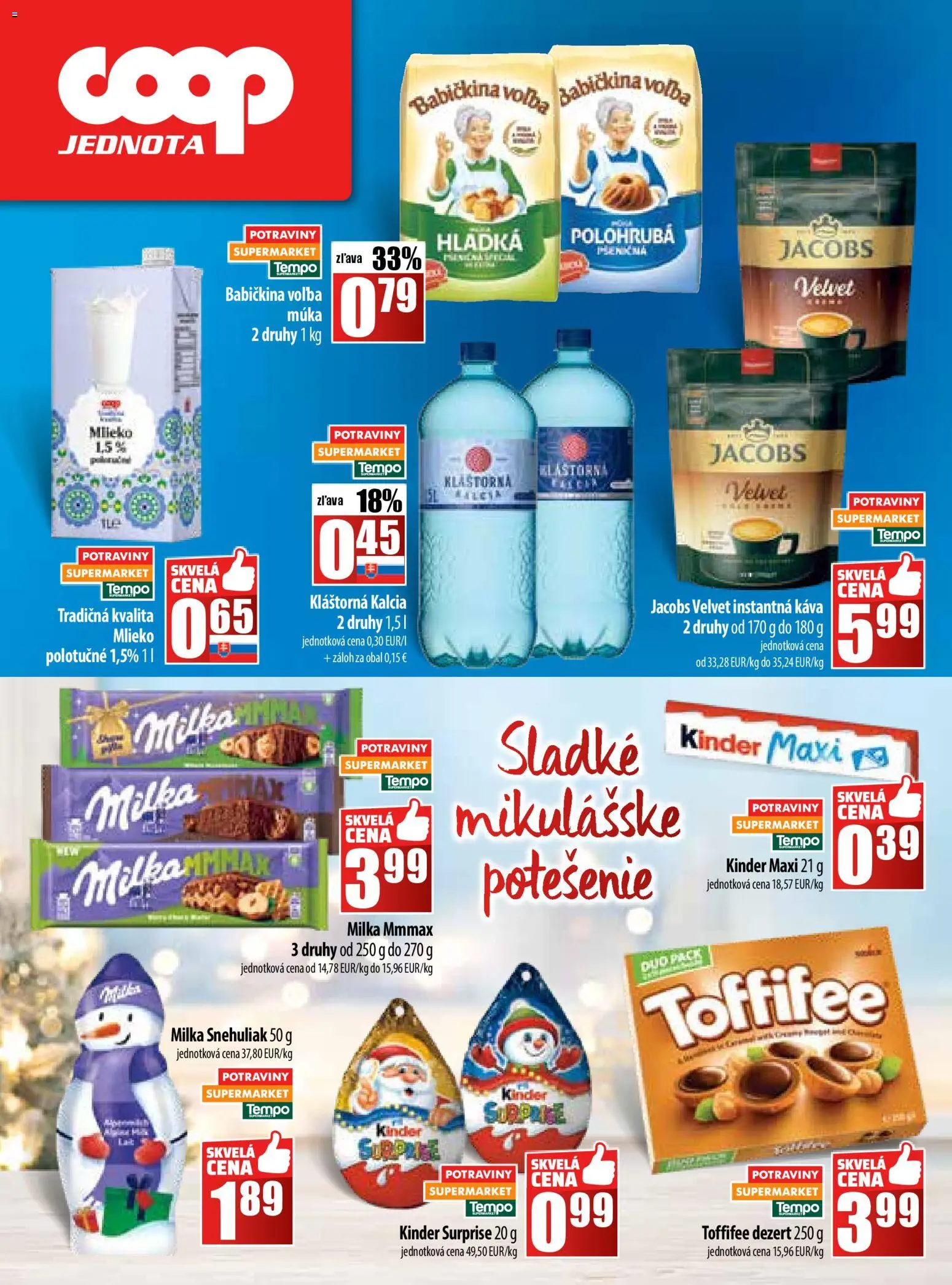 Nové COOP Jednota akcie – leták je platný od 20.11.2025 | Strana: 32 | Produkty: Jacobs Velvet, Kinder, Toffifee, Milka