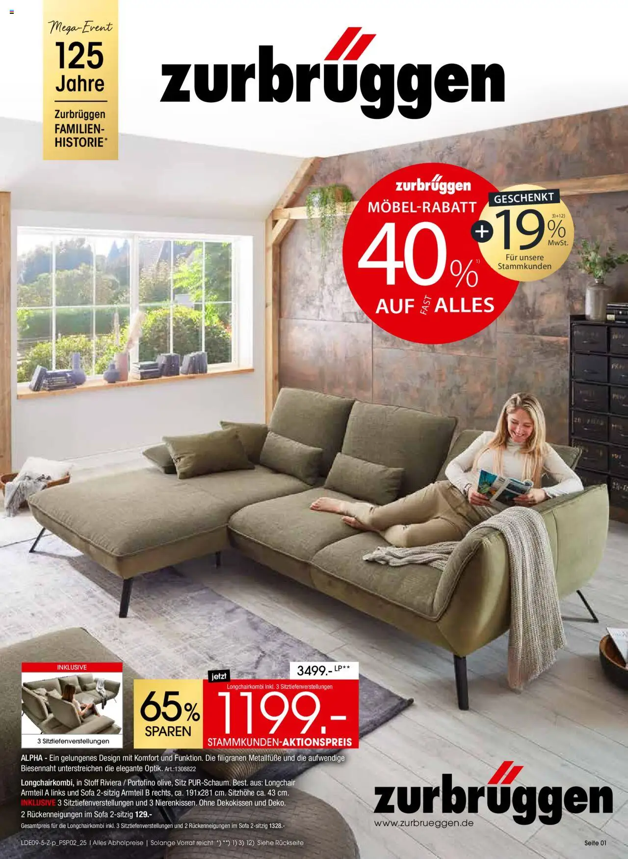 Zurbrüggen Polstermöbel-Spezial – gültig ab 20.09.2025 | Seite: 1 | Produkte: Sofa