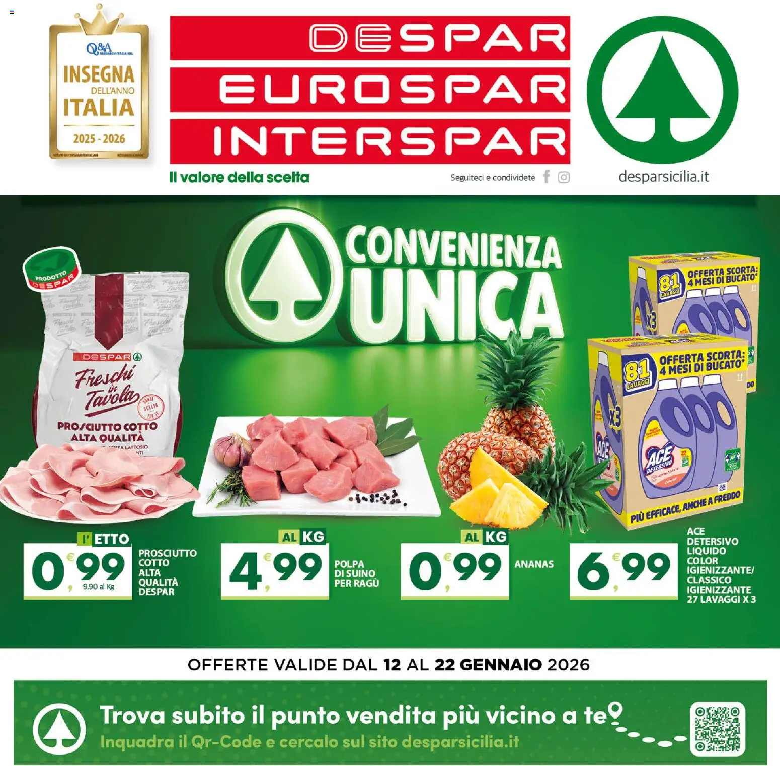 Volantino Despar del 12.01.2026 | Pagina: 20 | Prodotti: Prosciutto Cotto, Suino, Prosciutto, Ragú