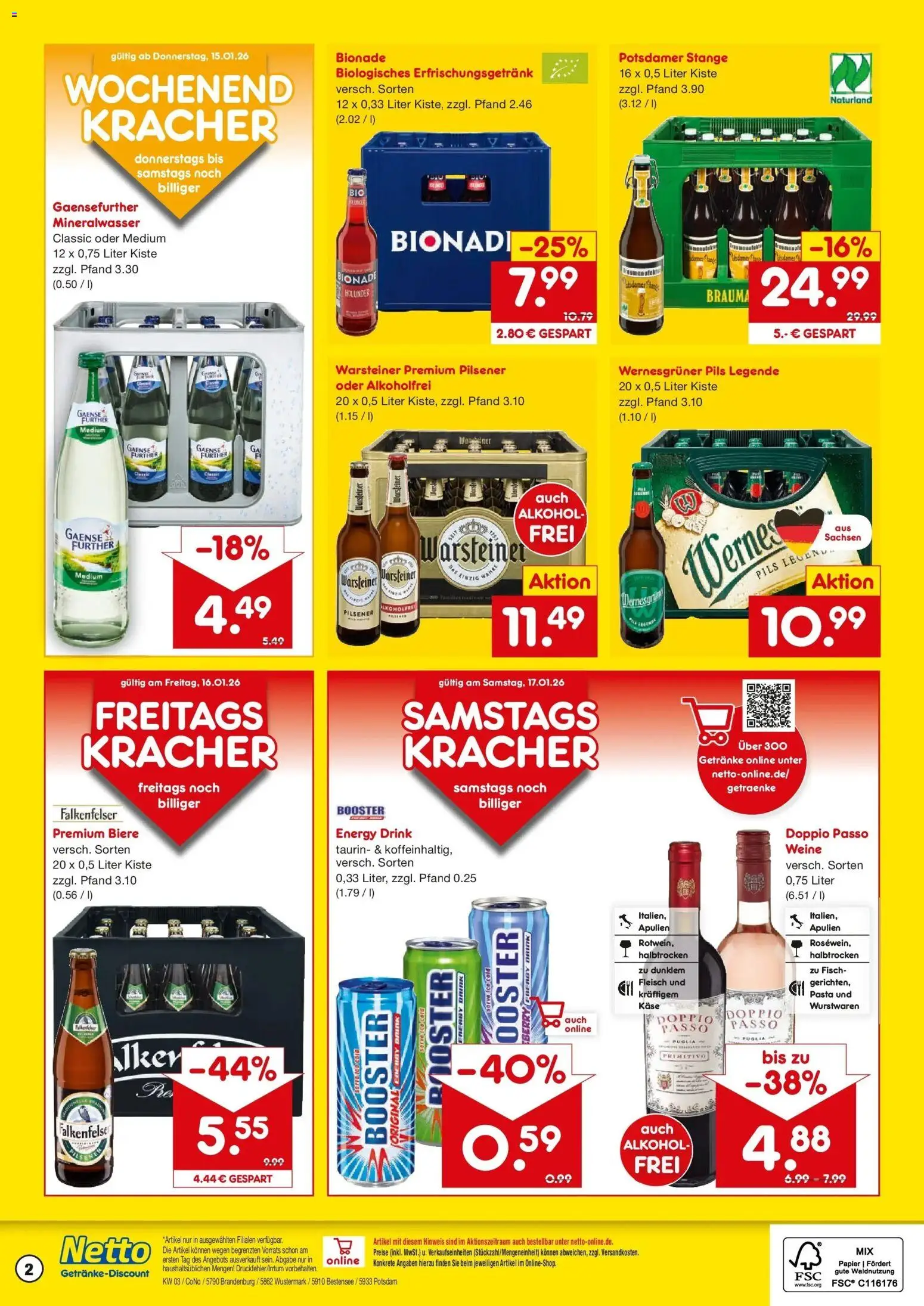 Netto Marken-Discount prospekt Wustermark-Elstal	 – gültig ab 12.01.2026 | Seite: 2 | Produkte: Fisch, Warsteiner, Doppio Passo, Fleisch