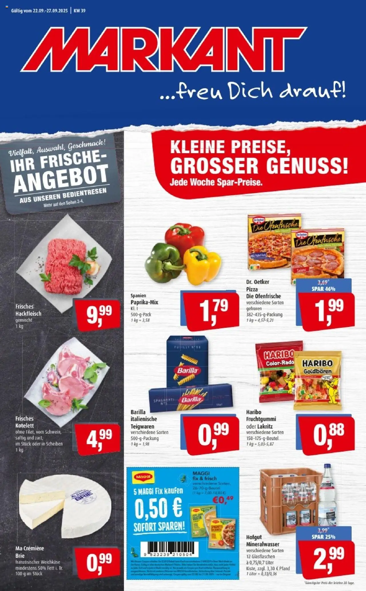 Markant Prospekt 	 – gültig ab 22.09.2025 | Seite: 1 | Produkte: Haribo, Barilla, Ofenfrische, Pizza