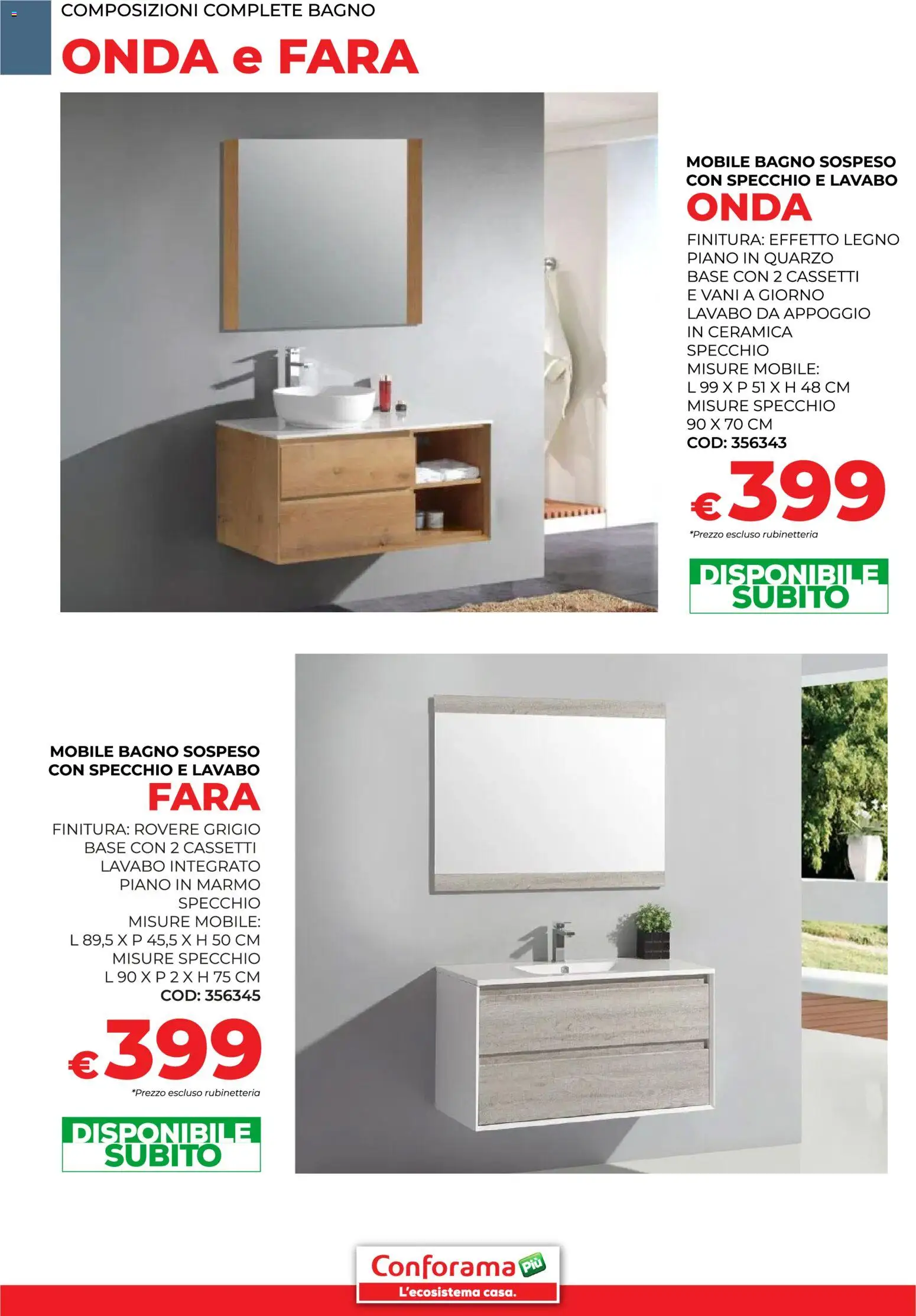 Volantino Conforama del 30.01.2026 | Pagina: 16 | Prodotti: Mobile, Bagno, Specchio