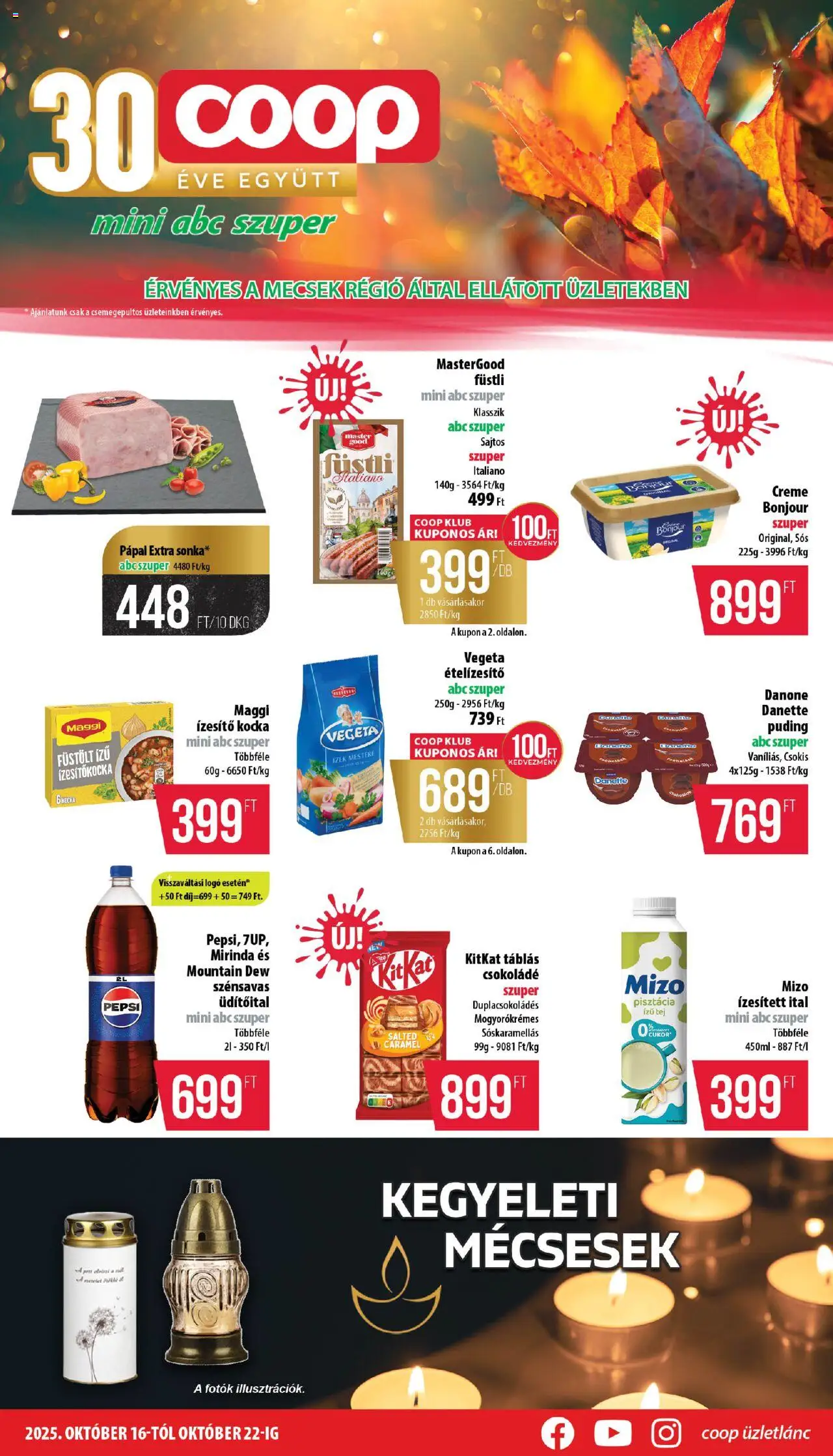 COOP akciós ujság - amely érvényes a következő dátumtól: 16.10.2025 | Oldal: 1 | Termékek: Puding, Vegeta, Pisztácia, Tej