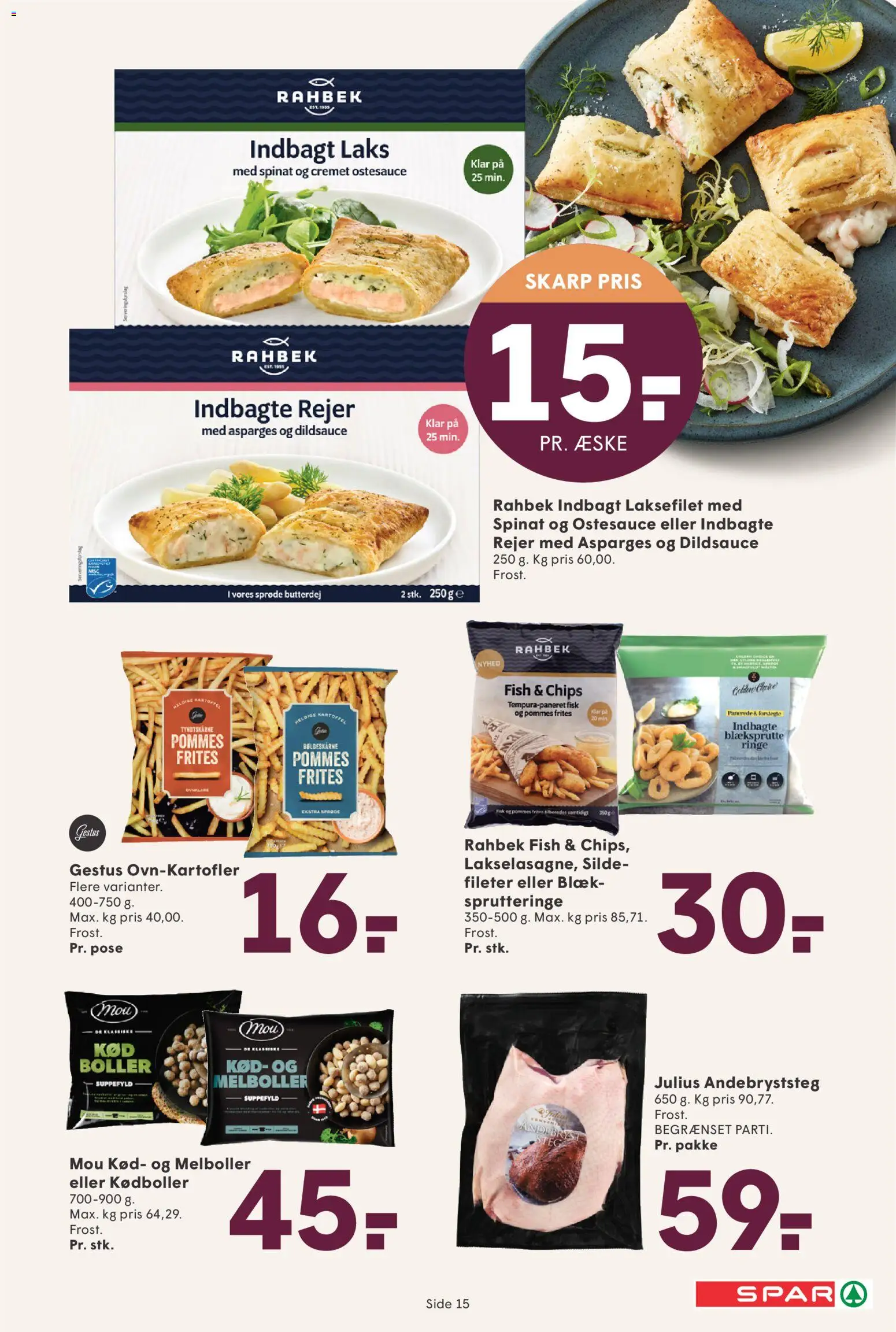 Spar tilbudsavis – gyldig fra 24.10.2025 | Side: 15 | Produkter: Fisk, Pommes frites, Chips, Asparges