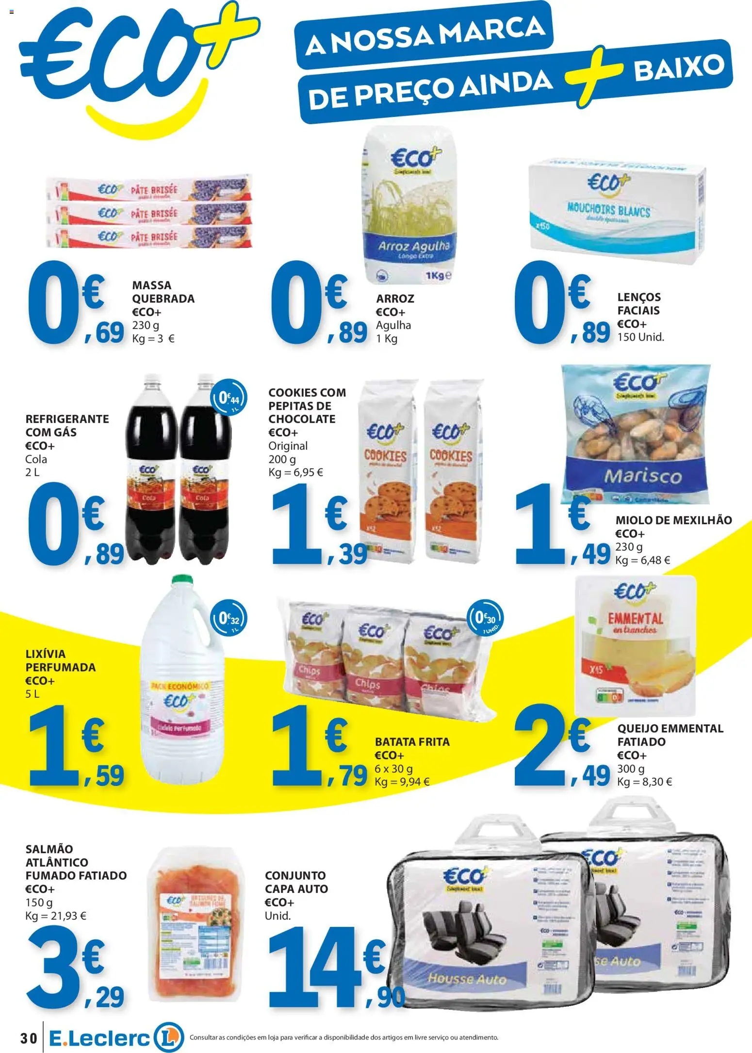 E.Leclerc folheto │ válido de 23.10.2025 | Página: 30 | Produtos: Salmão, Queijo, Chocolate, Arroz