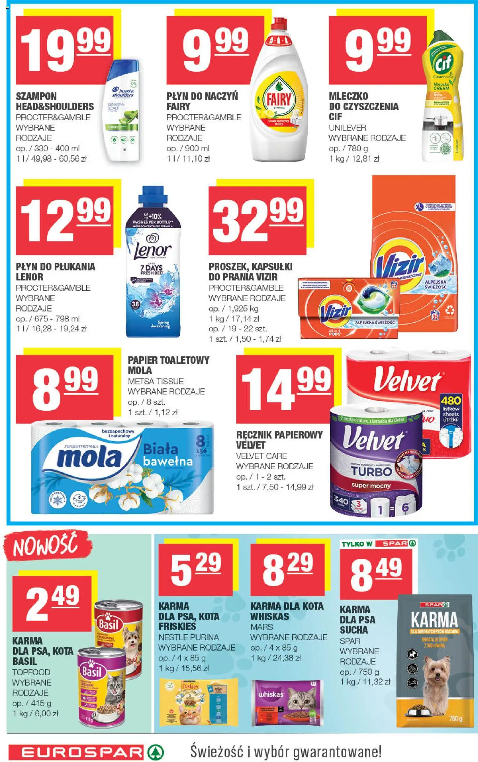 Spar Gazetka - Eurospar od 07.01.2026 | Strona: 14 | Produkty: Papier toaletowy, Karma dla kota, Szampon, Lenor płyn do płukania