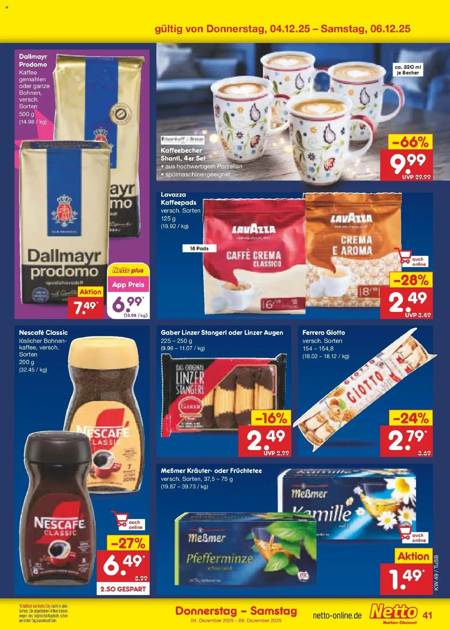 Netto Marken-Discount prospekt Lahr-Langenwinkel	 – gültig ab 01.12.2025 | Seite: 43 | Produkte: Kaffeepads, Kaffee, Messmer, Nescafe classic