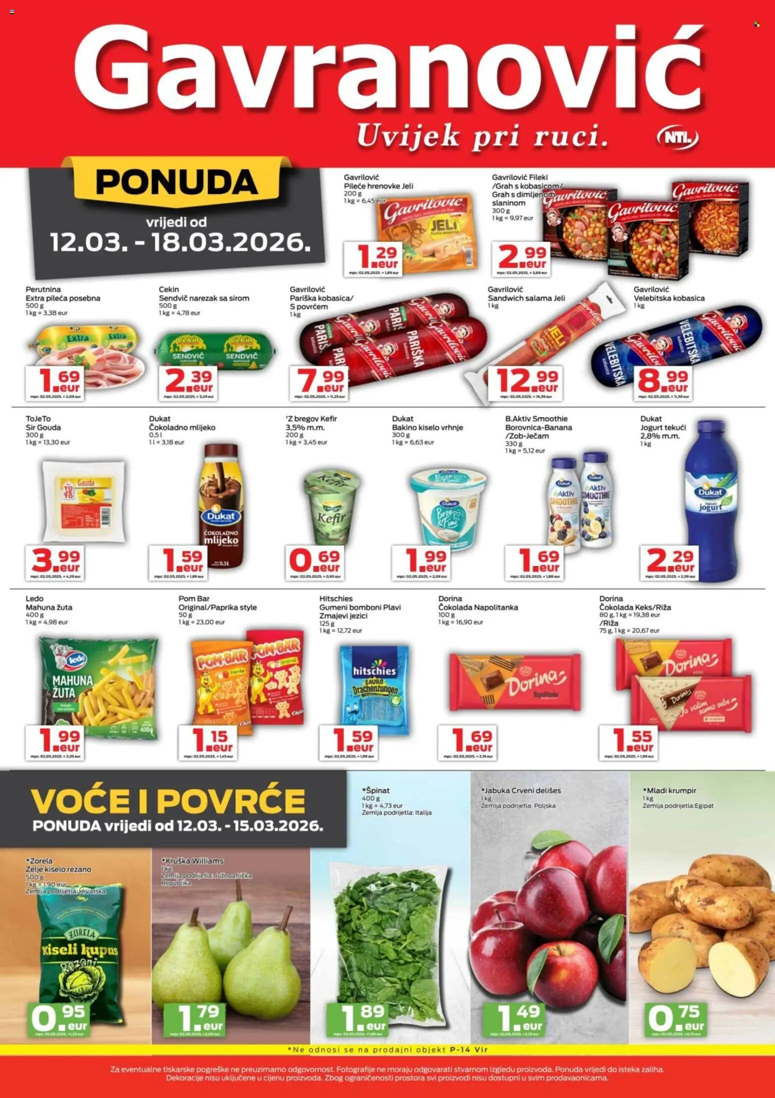 Gavranović katalog | vrijedi od 12.03.2026 | Stranica: 2 | Proizvodi: Jogurt, Grah, Hrenovke, Krumpir