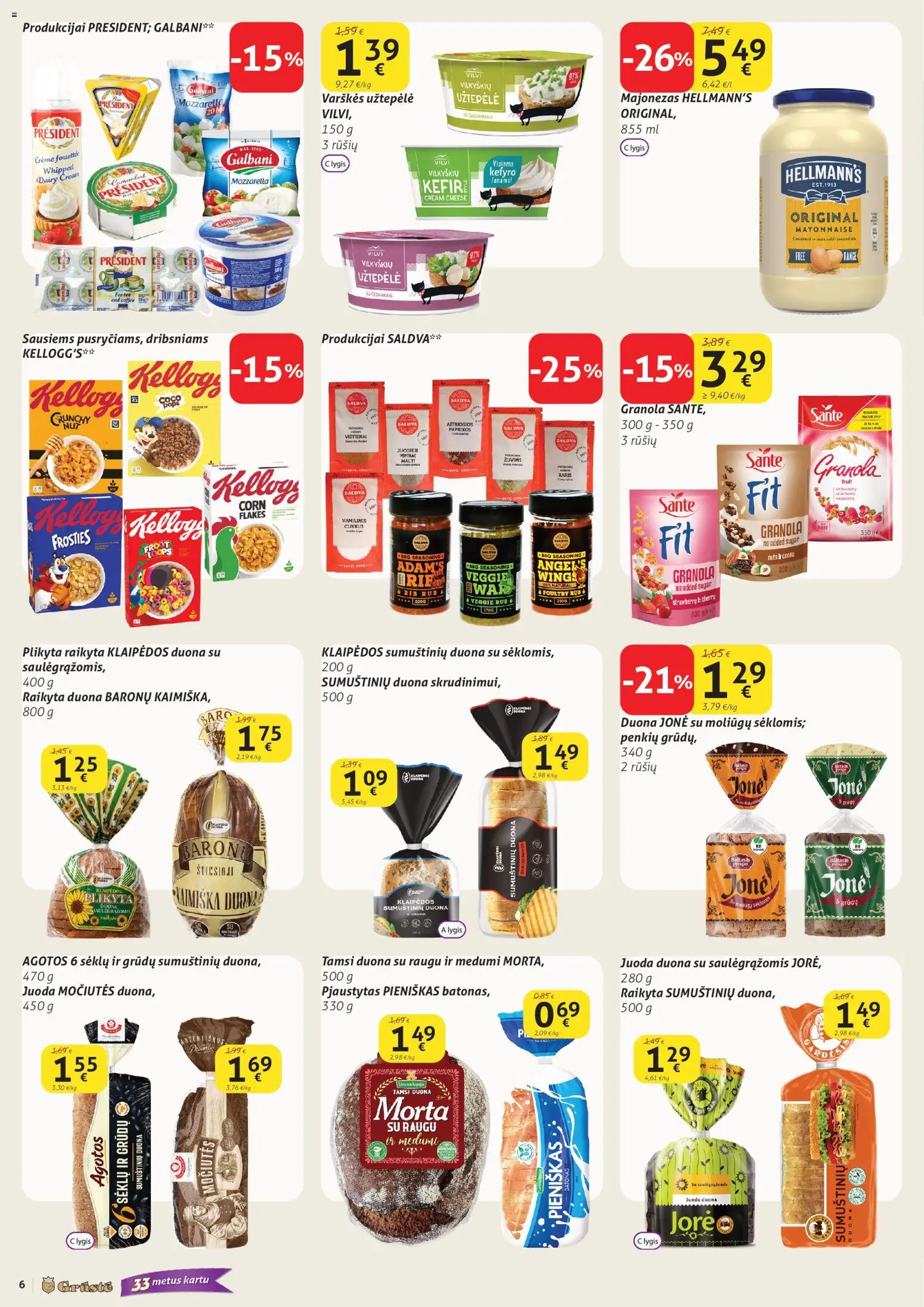 GRUSTE akcijos nuo 11.04.2026 | Puslapis: 6 | Prekių: Užtepėlė, Duona, Majonezas, Cukrus