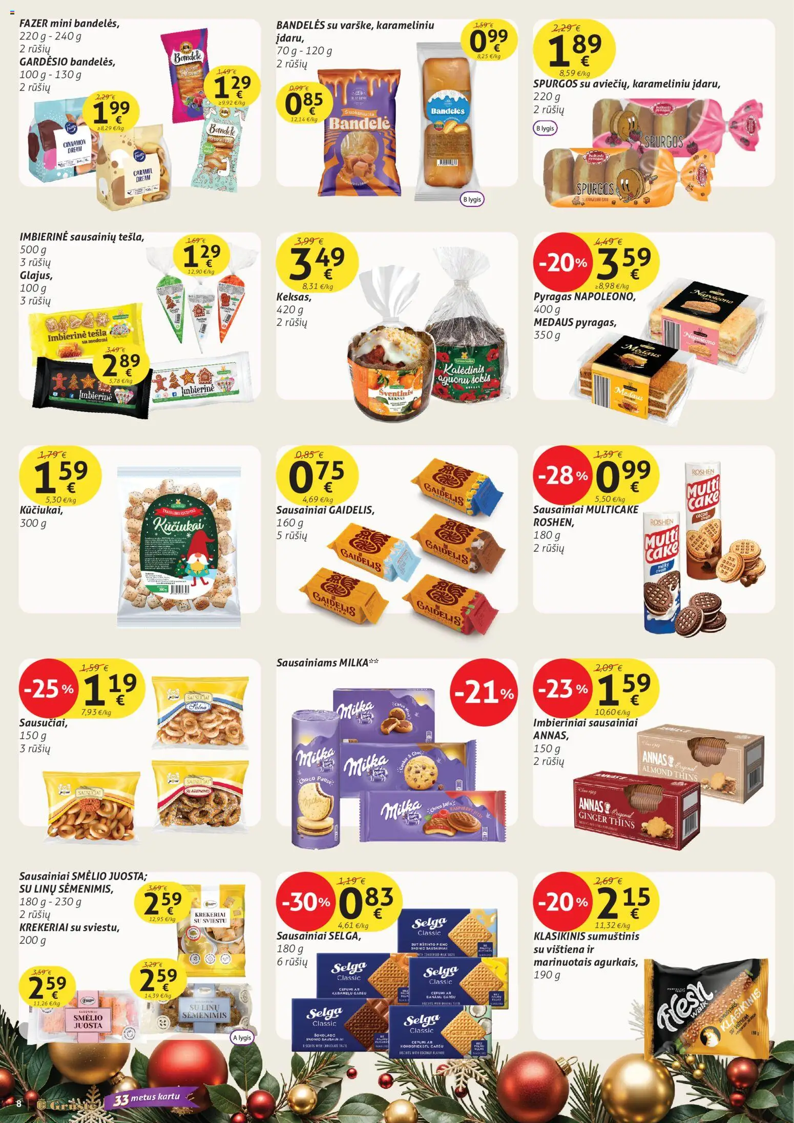 GRUSTE akcijos nuo 11.12.2025 | Puslapis: 8 | Prekių: Bandelė, Bandelės, Sumuštinis, Vištiena