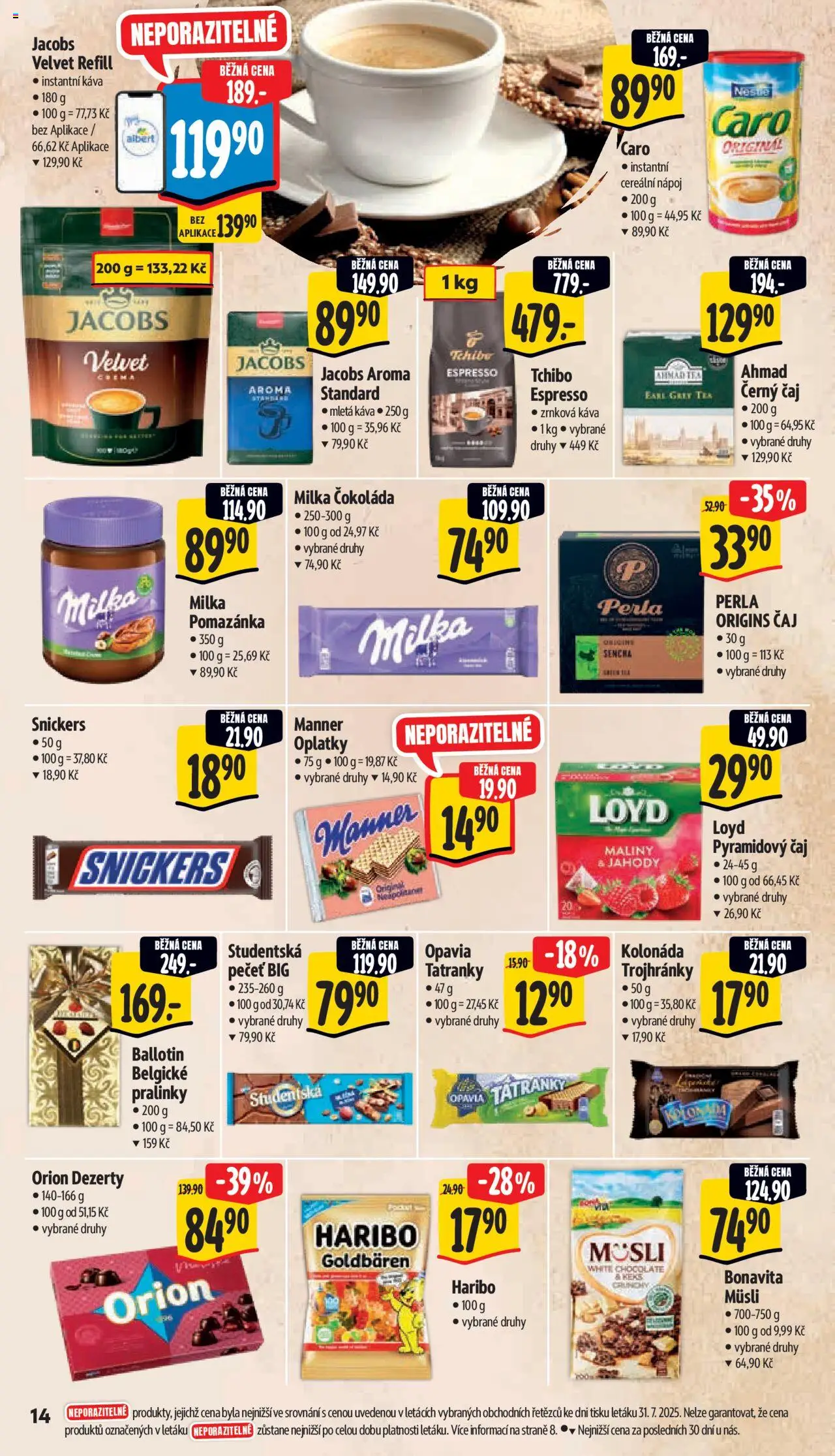 Albert leták - Supermarket - Letňany od 06.08.2025 | Strana: 25 | Produkty: Ahmad tea, Zrnková káva, Perla, Oplatky