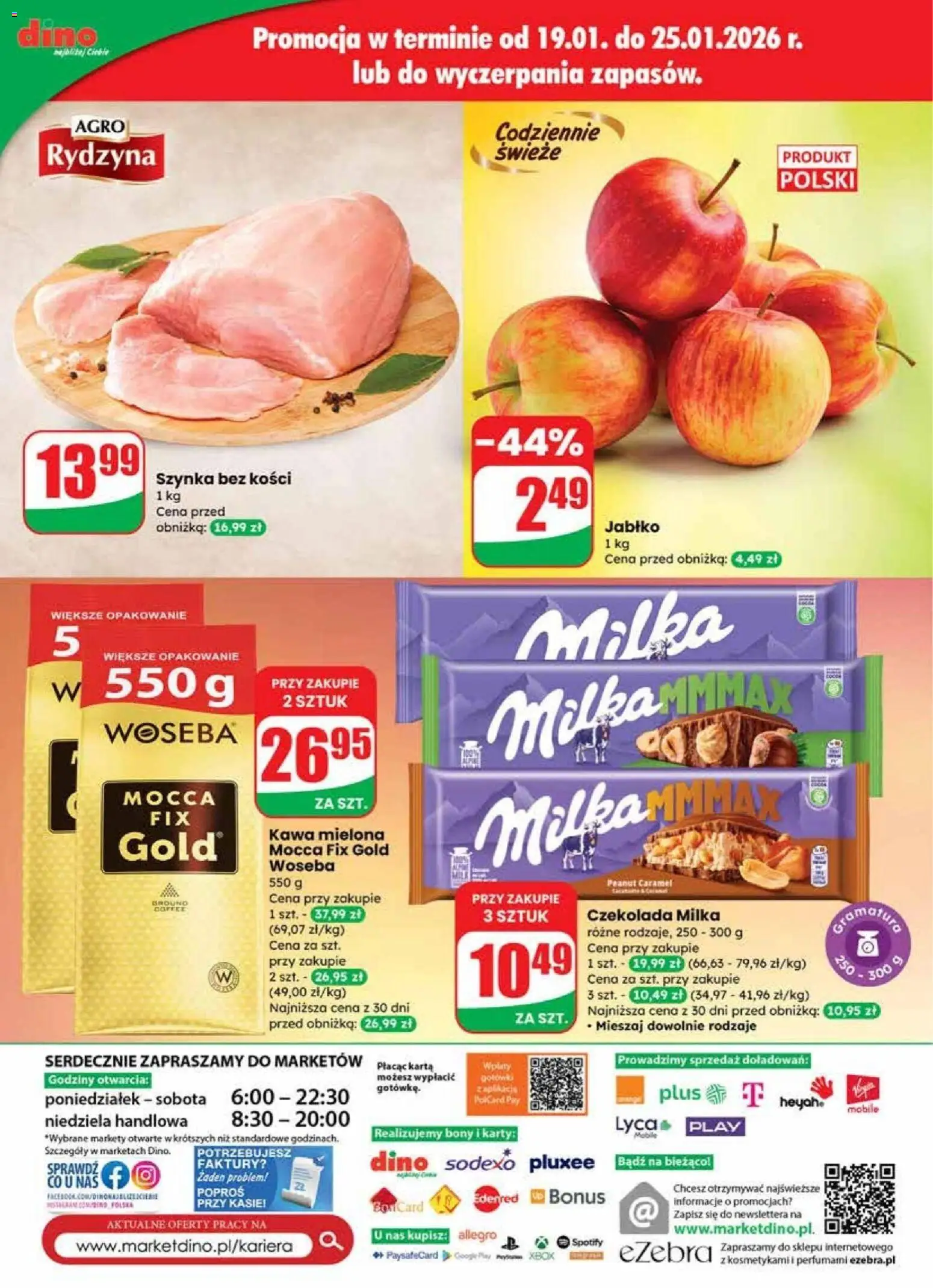 Dino Gazetka od 21.01.2026 | Strona: 66 | Produkty: Karta, Szynka, Milka, Czekolada