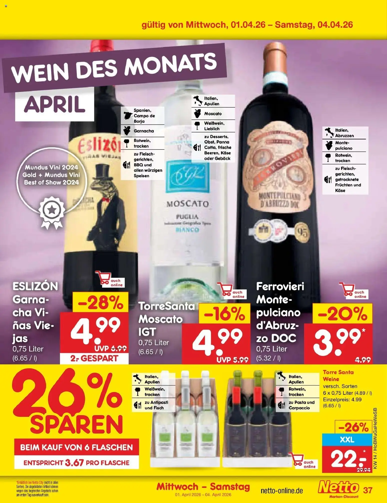 Netto Marken-Discount Prospekt Stemwede-Dielingen	 – gültig ab 30.03.2026 | Seite: 51 | Produkte: Fisch, Pasta, Wein, Fleisch