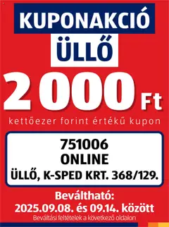 Aldi Kupón Akció | Üllő - amely érvényes a következő dátumtól: 08.09.2025
