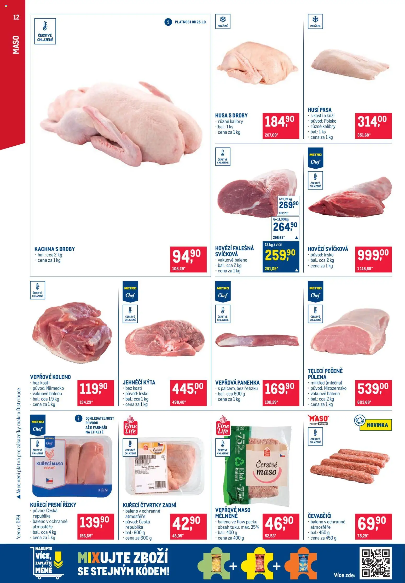 Makro leták - Pro milovníky jídla od 22.10.2025 | Strana: 12 | Produkty: Panenka, Kuřecí čtvrtky, Vepřové maso, Maso