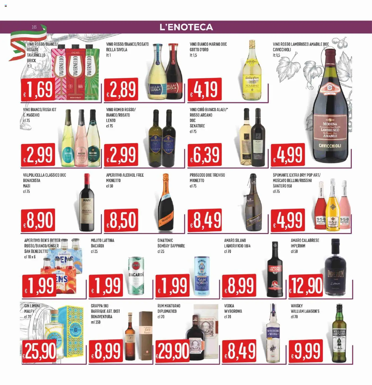 Volantino SISA del 16.04.2026 | Pagina: 16 | Prodotti: Vodka, Whisky, Vino, Vino bianco