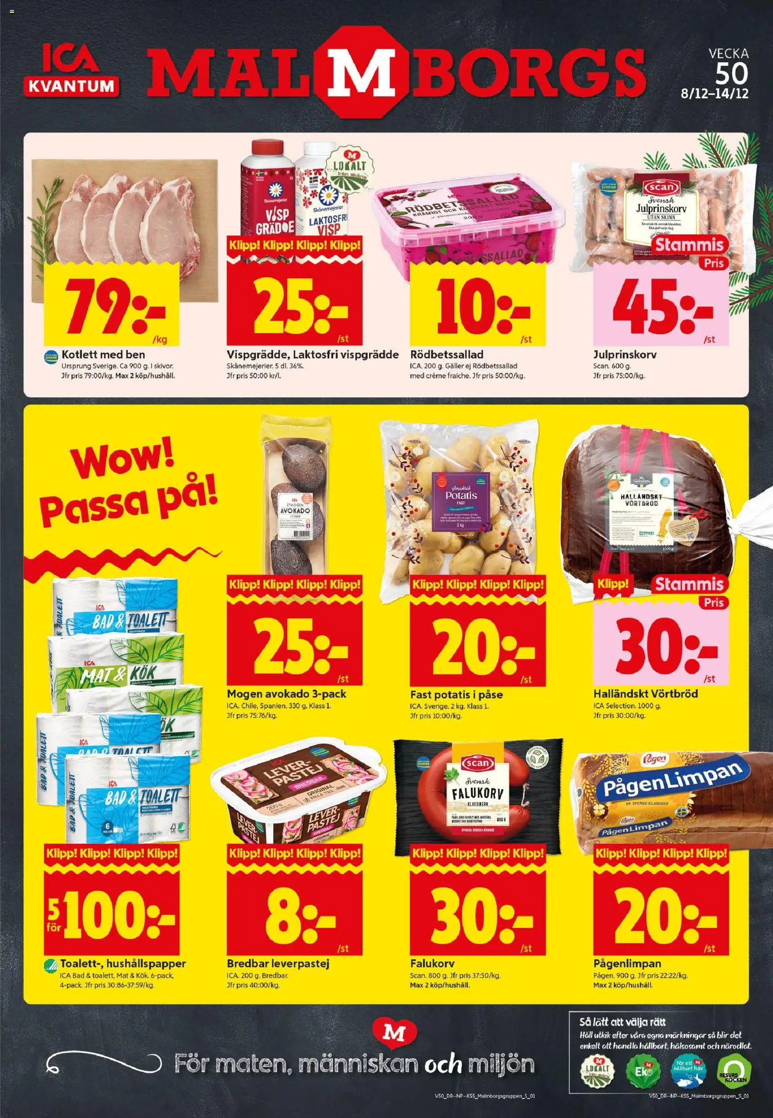 ICA Kvantum reklamblad aktuell från 08.12.2025 | Sida: 1 | Produkter: Håv, Leverpastej, Toalett, Häll
