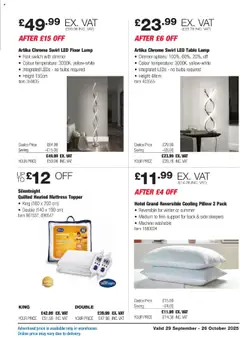 Preview of Costco - ENGLAND ONLY valid from 29.09.2025 | Page: 7 | Products: Table lamp, Floor, Mattress, Pillow