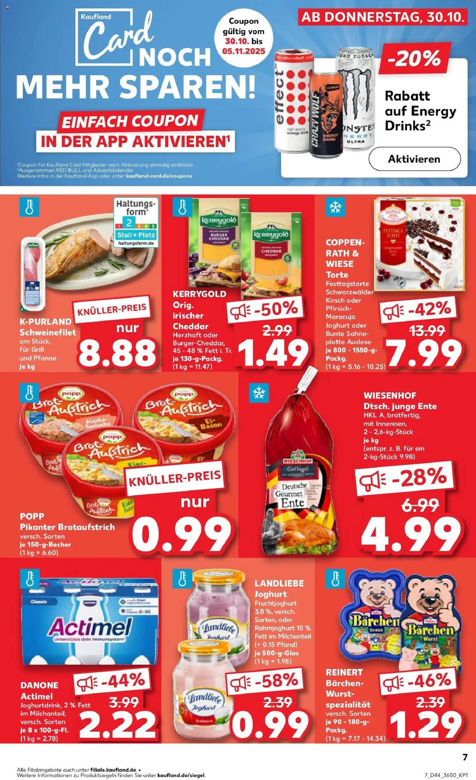 Kaufland prospekt Rudolstadt	 – gültig ab 30.10.2025 | Seite: 7 | Produkte: Red bull, Joghurt, Burger, Ente