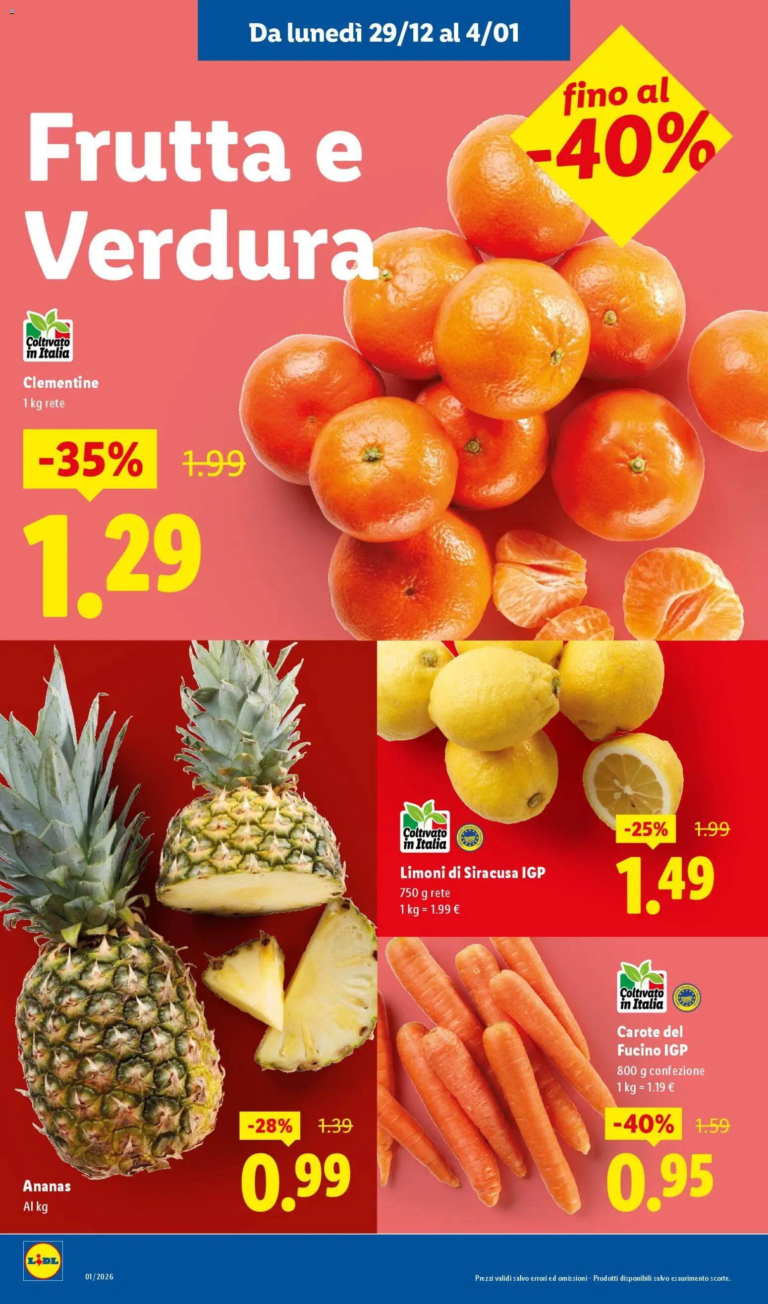 Volantino Lidl del 29.12.2025 | Pagina: 2 | Prodotti: Frutta, Carote, Ananas