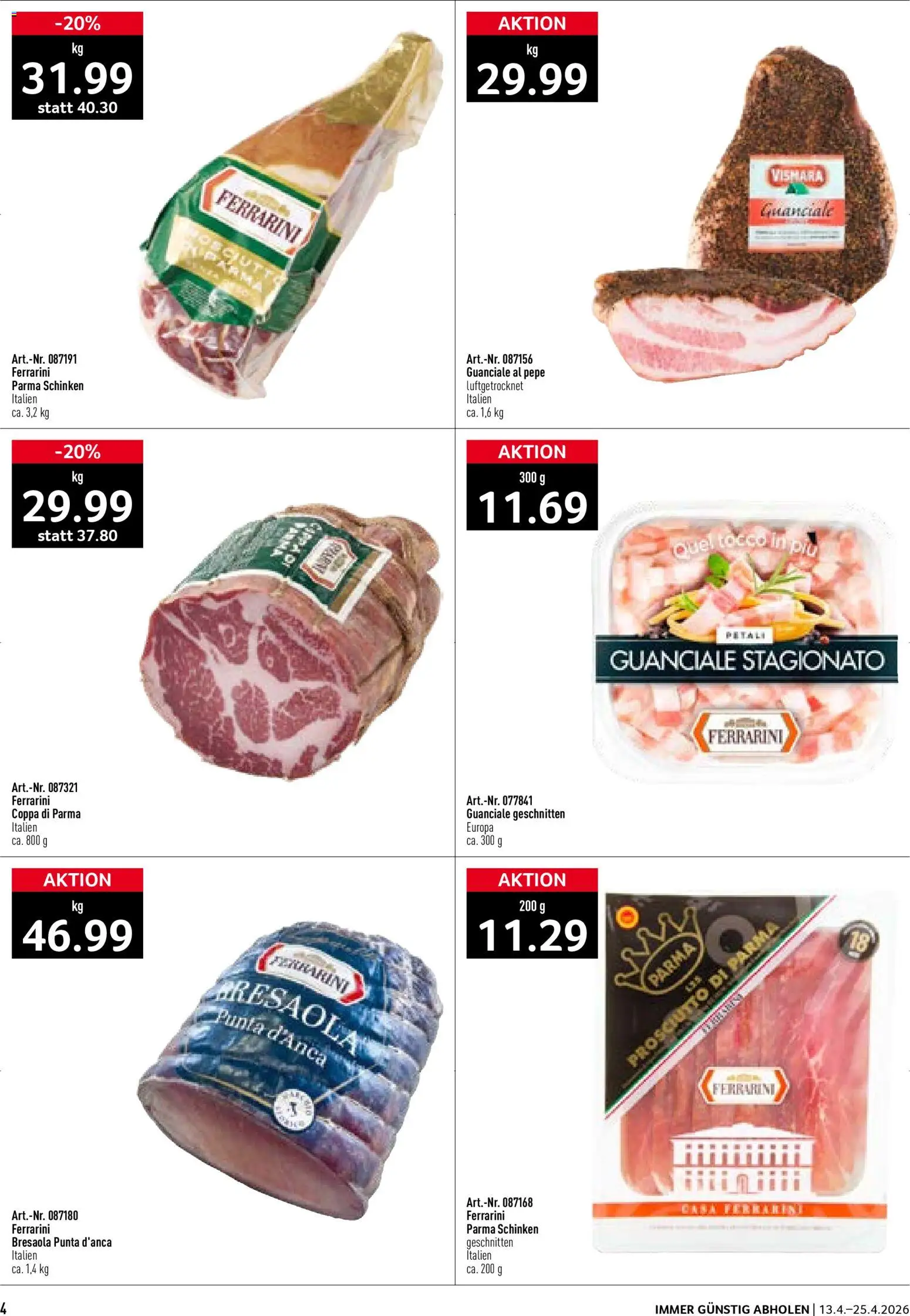 Prodega aktionen Italien – gültig ab 13.04.2026 | Seite: 4 | Produkte: Schinken