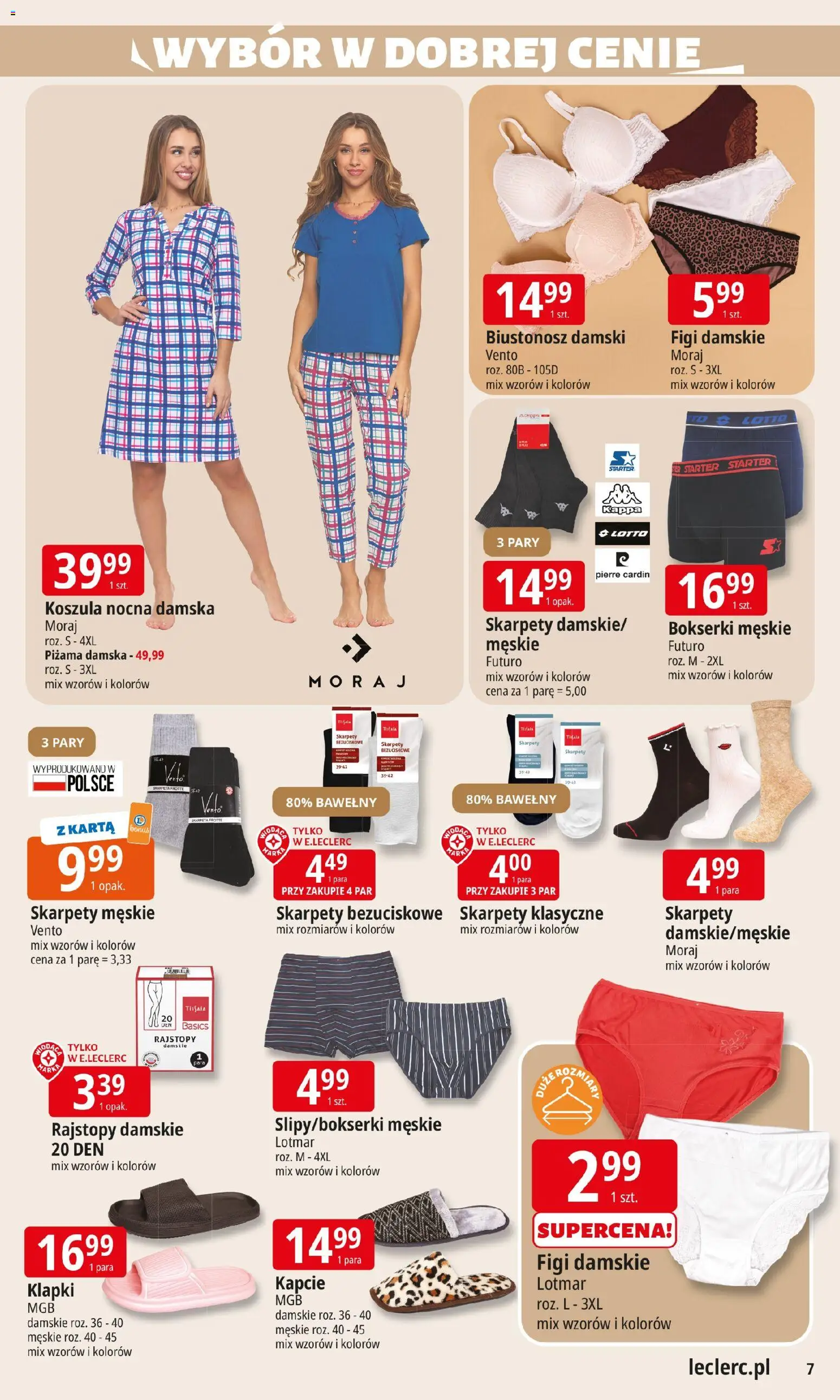 E.Leclerc Gazetka - Elbląg od 27.01.2026 | Strona: 7 | Produkty: Biustonosz, Piżama, Rajstopy, Bokserki męskie