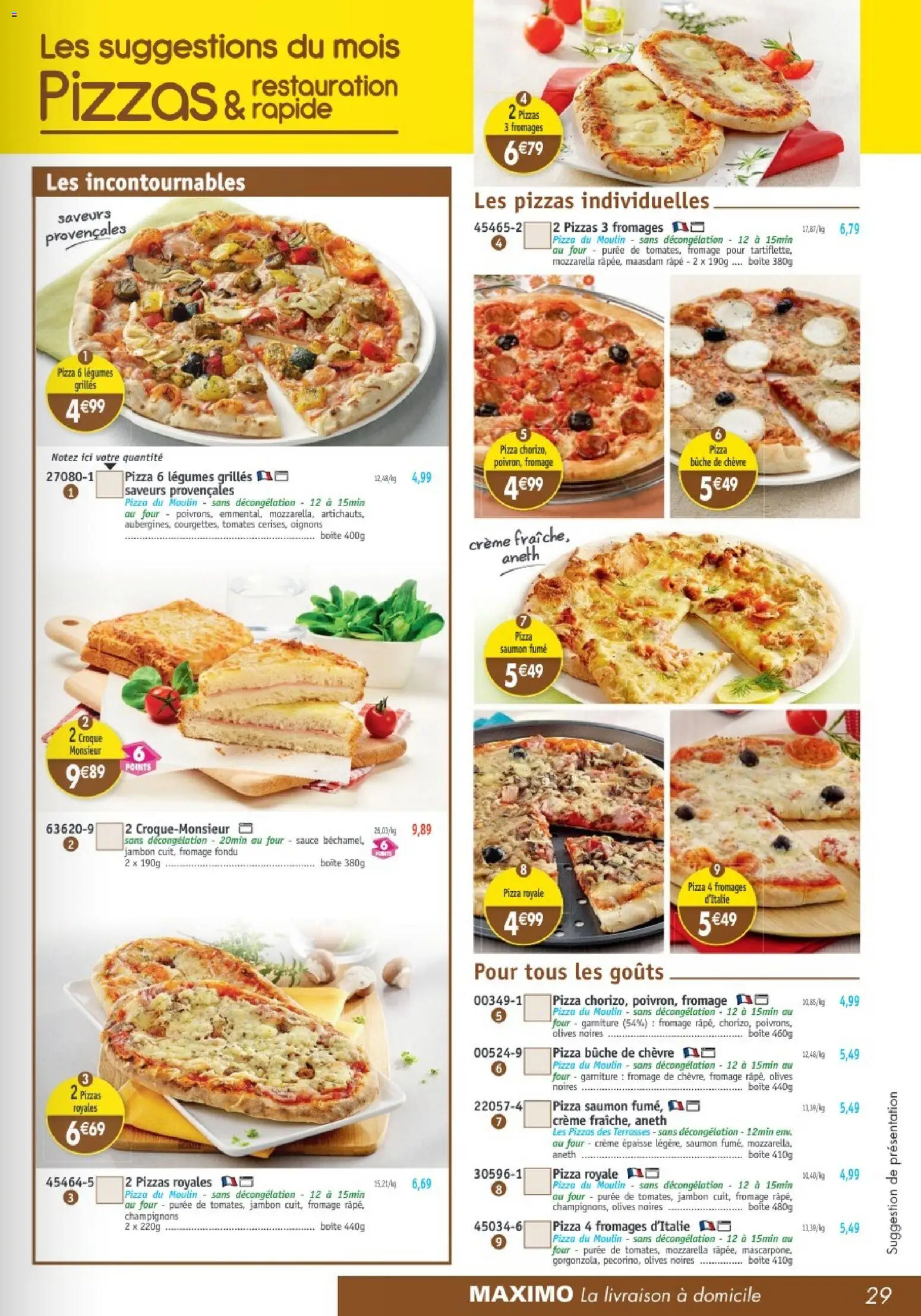 {H1} | Page: 29 | Produits: Four, Mozzarella, Jambon, Crème fraiche